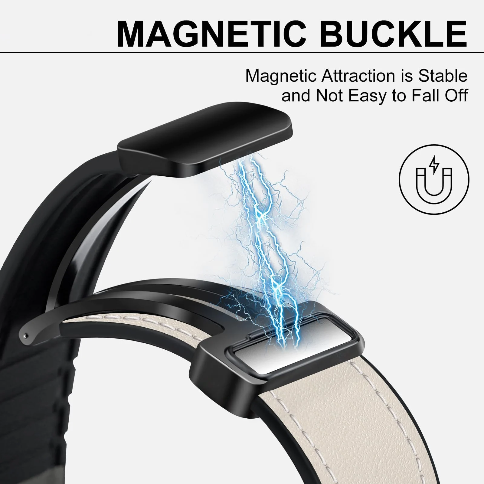DL3 Mobilak Compatible with Huawei Watch Fit 5 / Fit 5 Pro / Fit4 / 4 Pro/Fit 3 Strap for Women Men, Soft Flexible Leather Silicone Hybrid Sport Wristband Magnetic Buckle Bracelet Replacement Strap - Beige