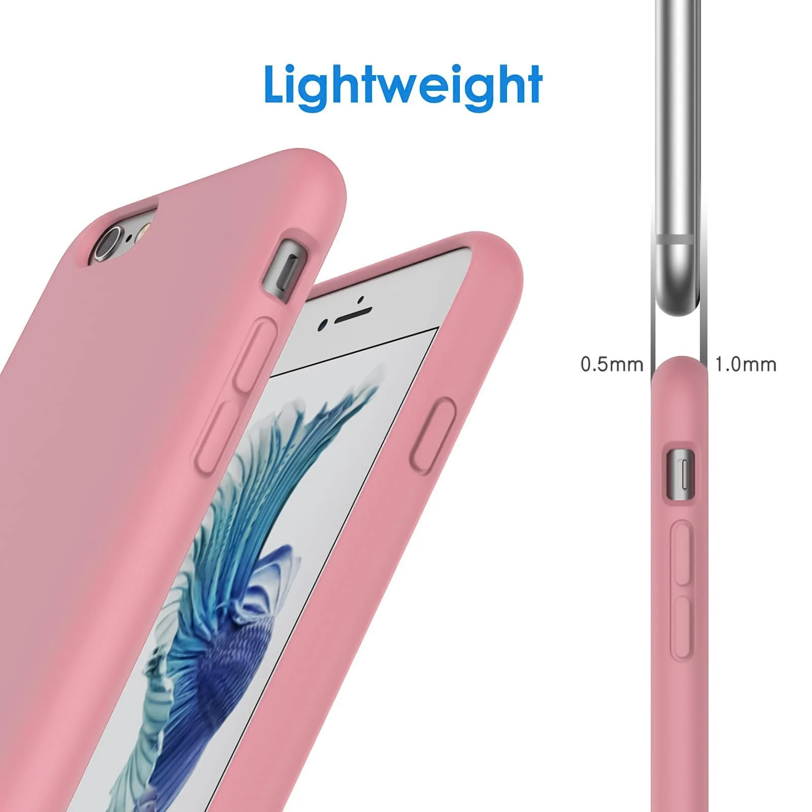 DL3 Mobilak Compatible with iPhone 6 / 6S Case, Liquid Silicone Case, Full Body Protective Cover, Shockproof, Slim Phone Case, Anti-Scratch Soft Microfiber Lining - Pink