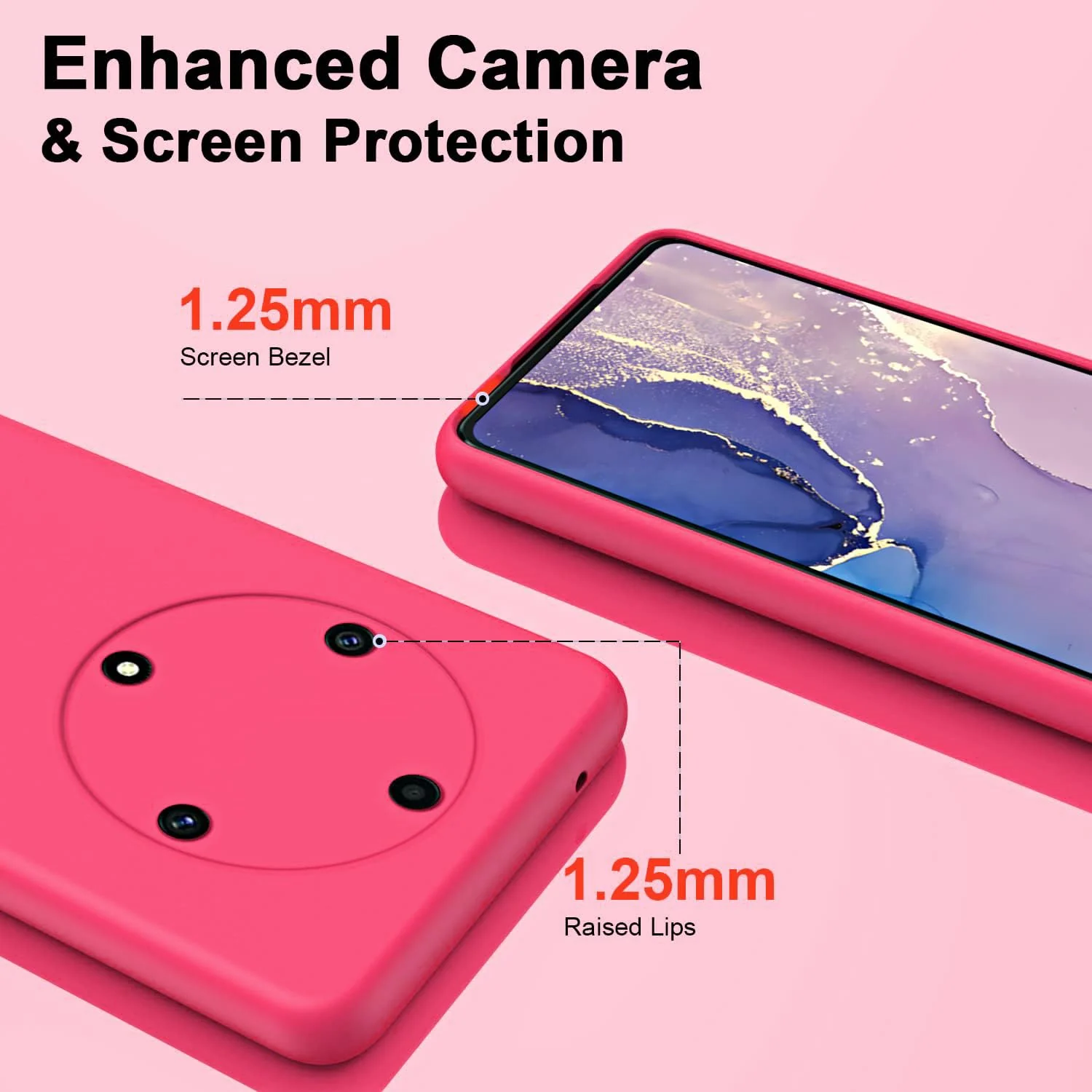 DL3 Mobilak Silicone Protective Case for Honor X9b, Shock-absorbing protection, Scratch-resistant surface, Soft microfiber lining - Hot Pink
