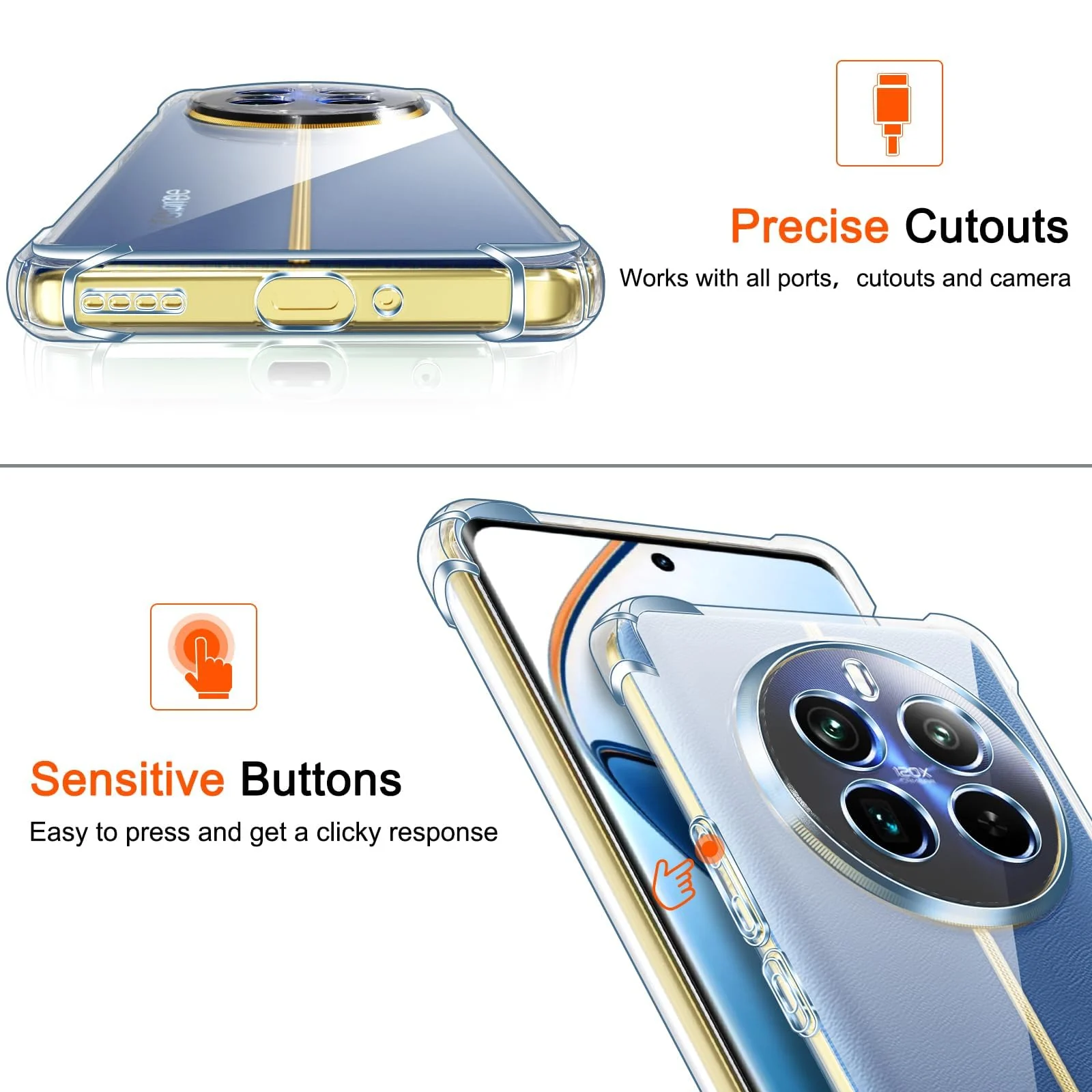 DL3 Mobilak Case Compatible with realme 12 Pro Plus/realme 12 Pro, Cover Silicone Transparent TPU Gorilla Anti-shock Protector Camera Shockproof Corners - Clear