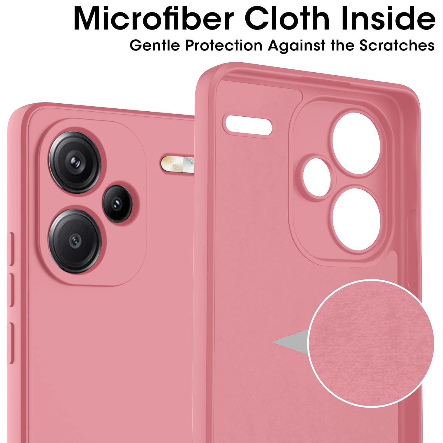 DL3 Mobilak Liquid Silicone Protective Case for Xiaomi Redmi Note 13 Pro+ Plus 5G with Microfiber Lining and Shockproof Design - Pink