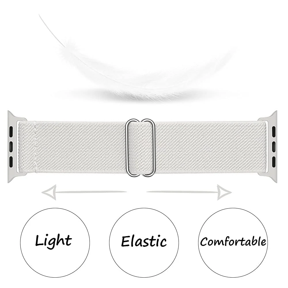 DL3 Mobilak Nylon Solo Loop Straps For Apple Watch Band 49mm 45mm 44mm 42mm 41mm 40mm 38mm, Elastic Wristbands for iwatch Ultra Series 9 8 7 6 5 4 3 2 1 Se (A. , 38MM/40MM/41MM) - A.White