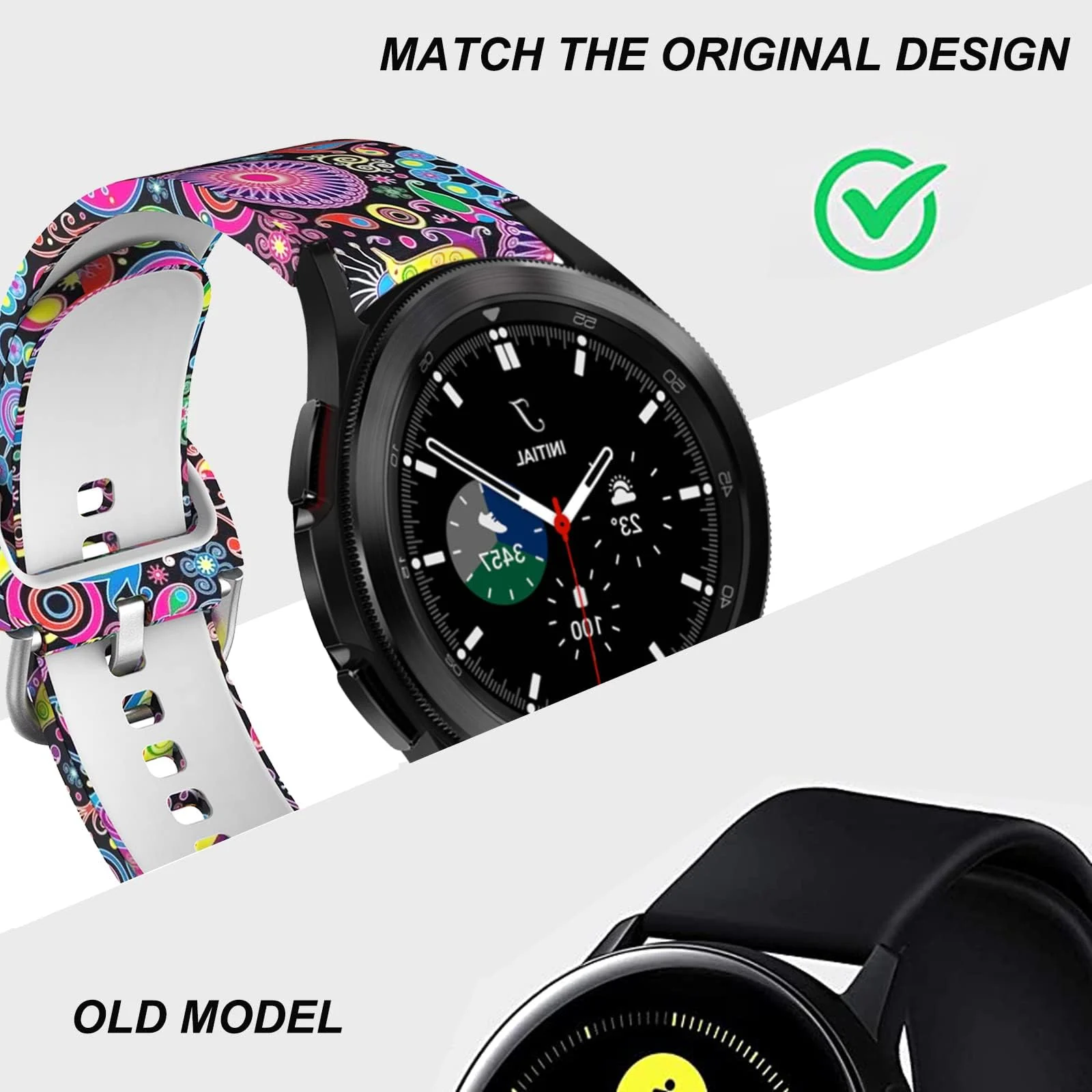 DL3 Mobilak No Gap Bands Compatible with Samsung Galaxy Watch 7 5 4 6 Band 44mm 40mm/Watch 5 Pro 45mm/Galaxy Watch 4 Classic 46mm 42mm Strap,20mm Quick Release Sport Replacement Bands for Women Men - Fireworks