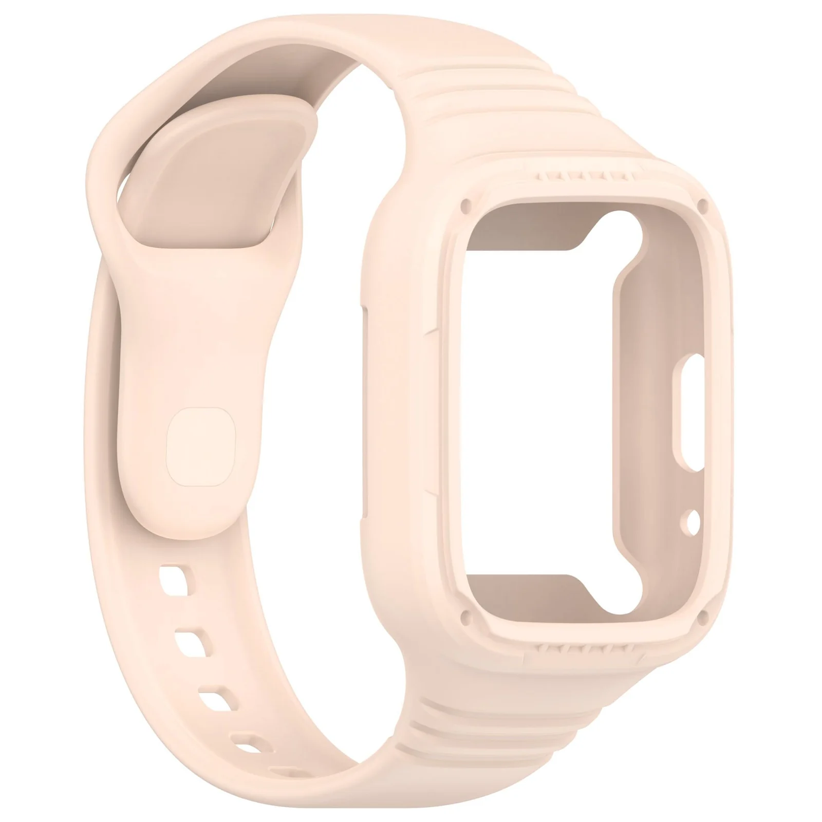 DL3 Mobilak Strap With Cover Compatible with Xiaomi Redmi Watch 3 Lite/Redmi Watch 3 Active, Silicone Sport Band Replacement Watchband with Bumper Case, Adjustable Wristband - Pink