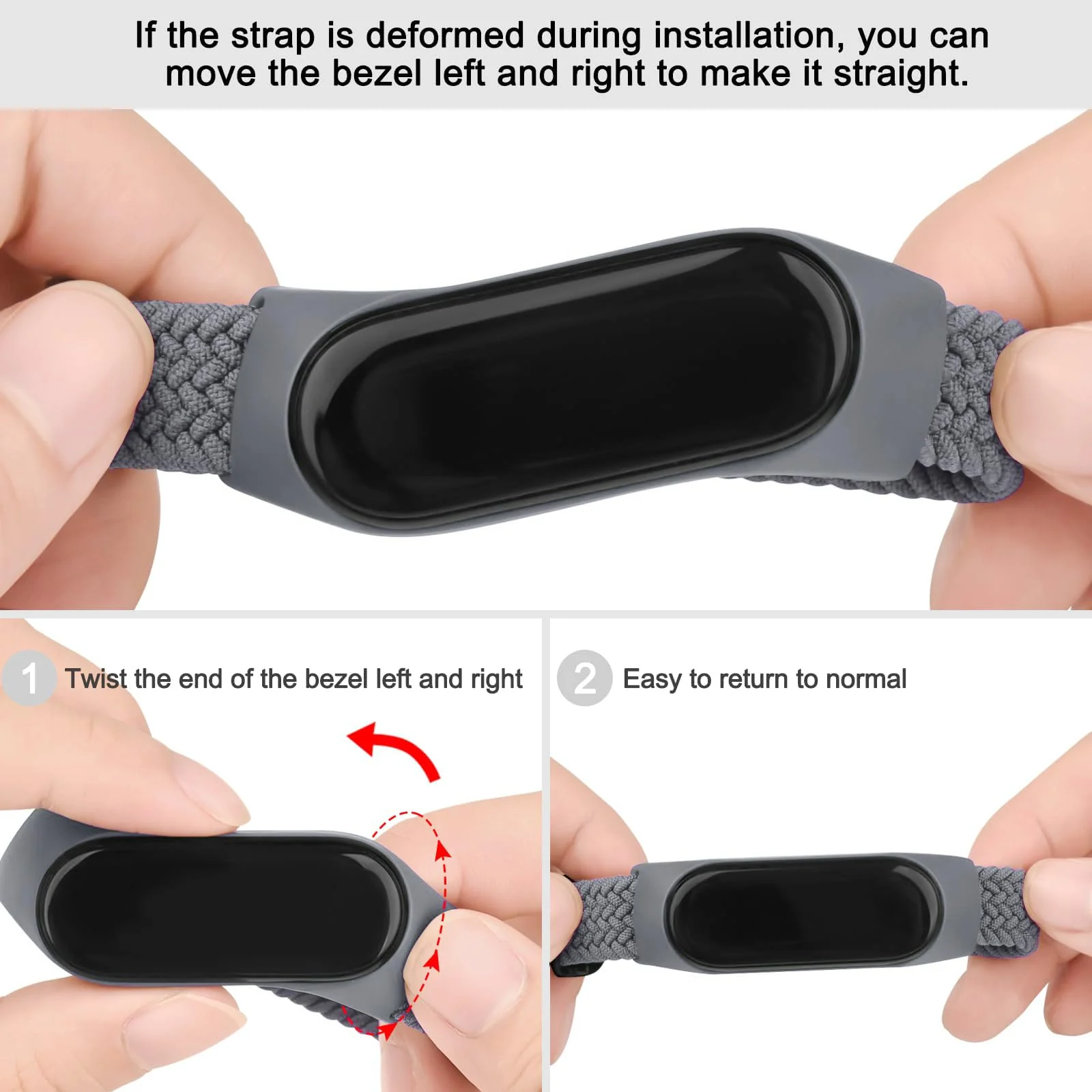 DL3 Mobilak Nylon Wristband Compatible for Xiaomi Mi Band 7/Mi Band 6/Mi Band 5/Mi Band 4/Mi Band 3, Adjustable Braided Elastic Solo Loop for Mi Band 7 6 5 4 3, Sport Strap Smart Watch Accessories - Grey