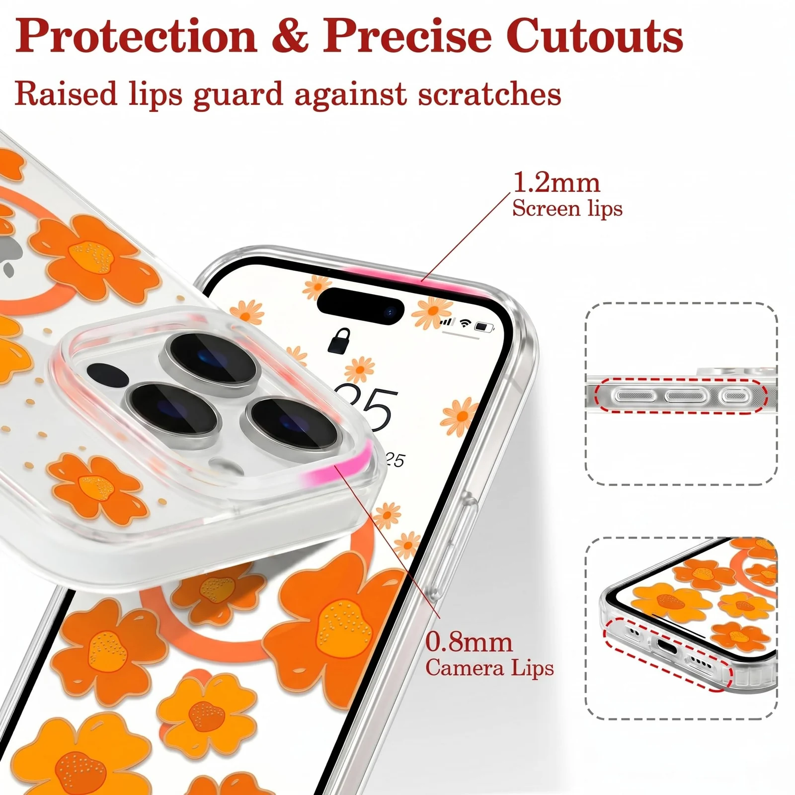 DL3 Mobilak Clear MagSafe-Compatible Magnetic Case for iPhone 15 Pro Max with Camera Protection and Magnetic Car-Mount Support - Style 2