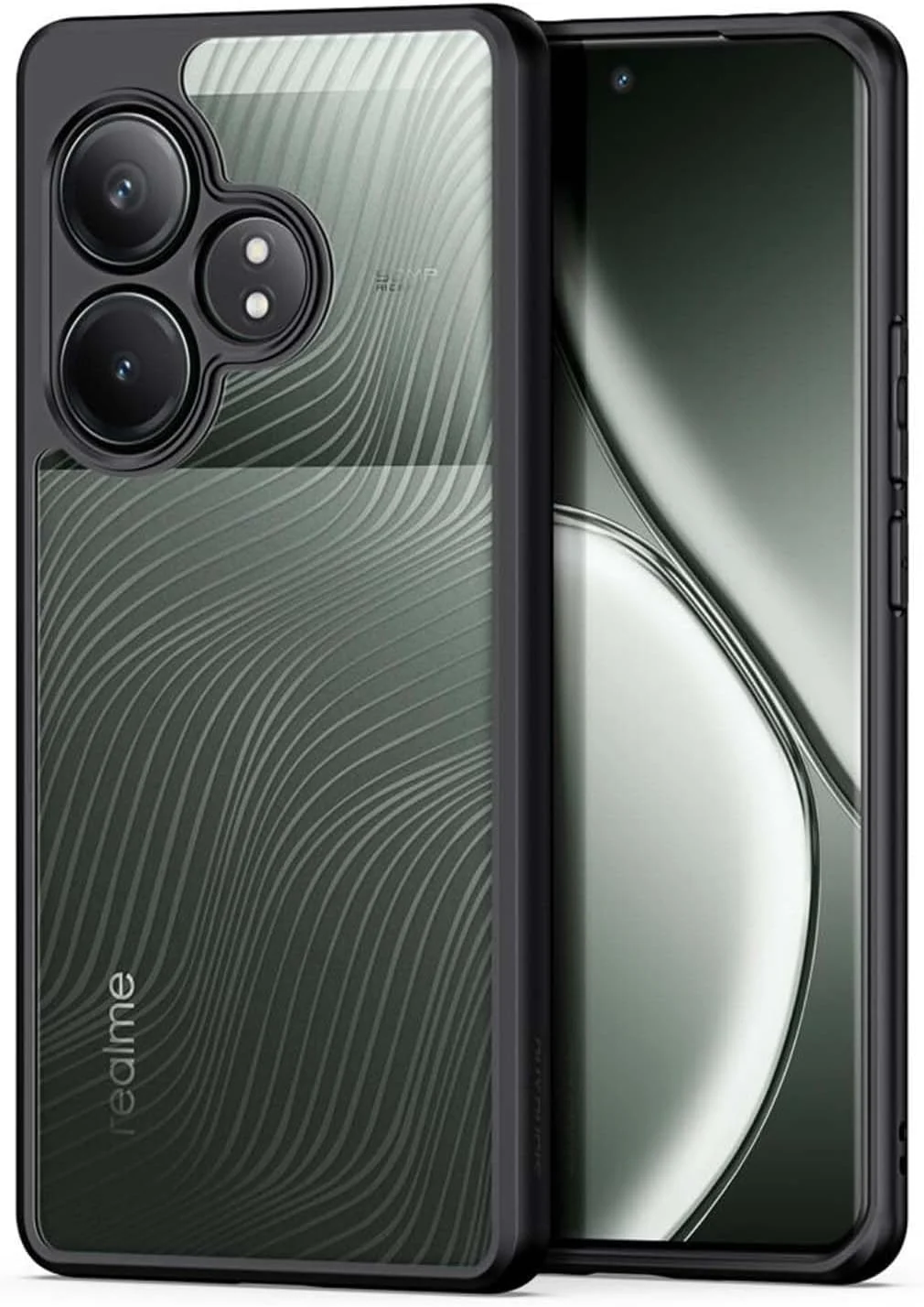 DL3 Mobilak Compatible with realme GT 6/6T Case Waterproof, Full-Body Heavy Duty Shockproof Phone Case, Translucent Matte Cover, Built-in Camera Lens Protective - Black