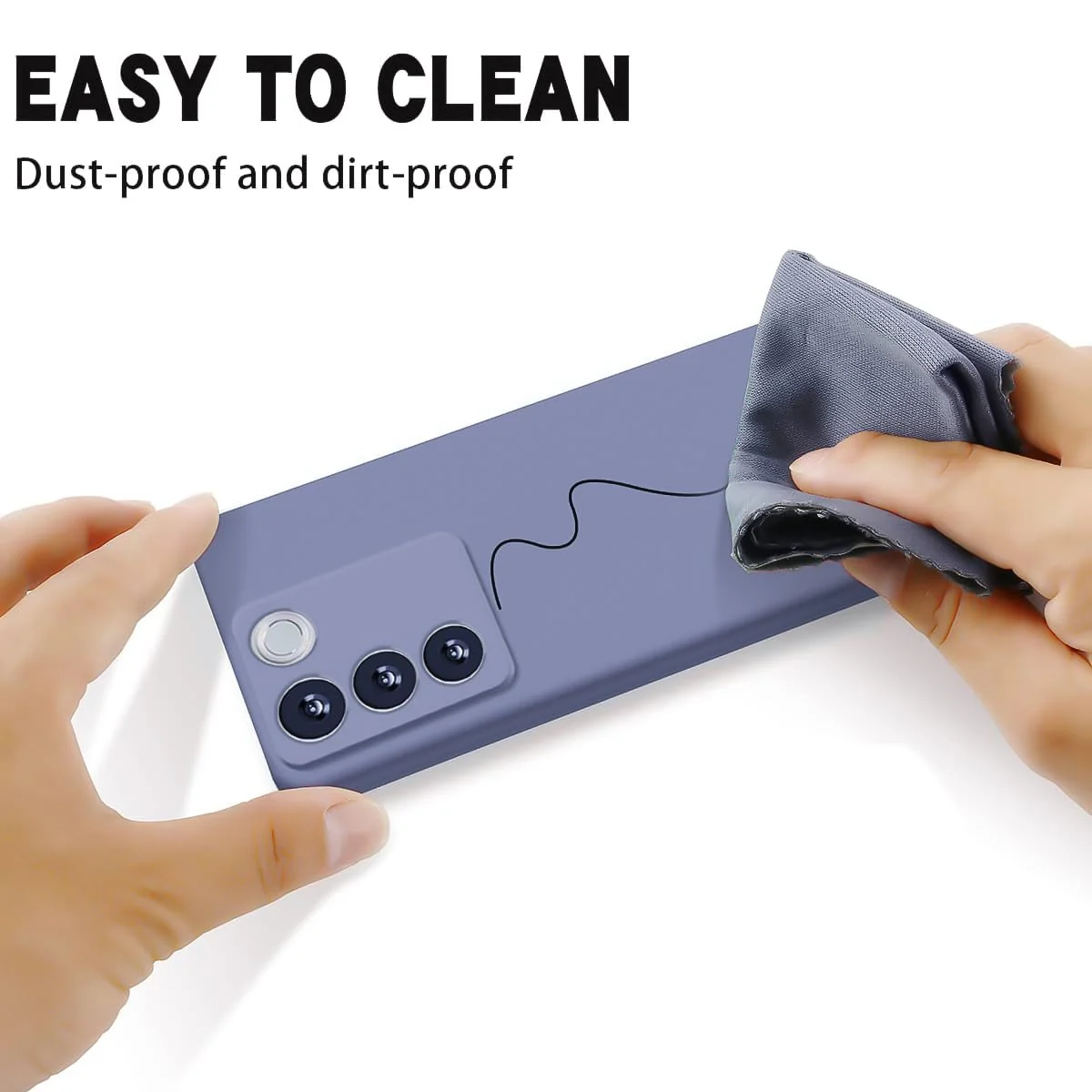 DL3 Mobilak Liquid Silicone Case for vivo V27e / vivo S16e, Shock-absorbing protection, Scratch-resistant surface, Soft microfiber lining - Lavender Gray