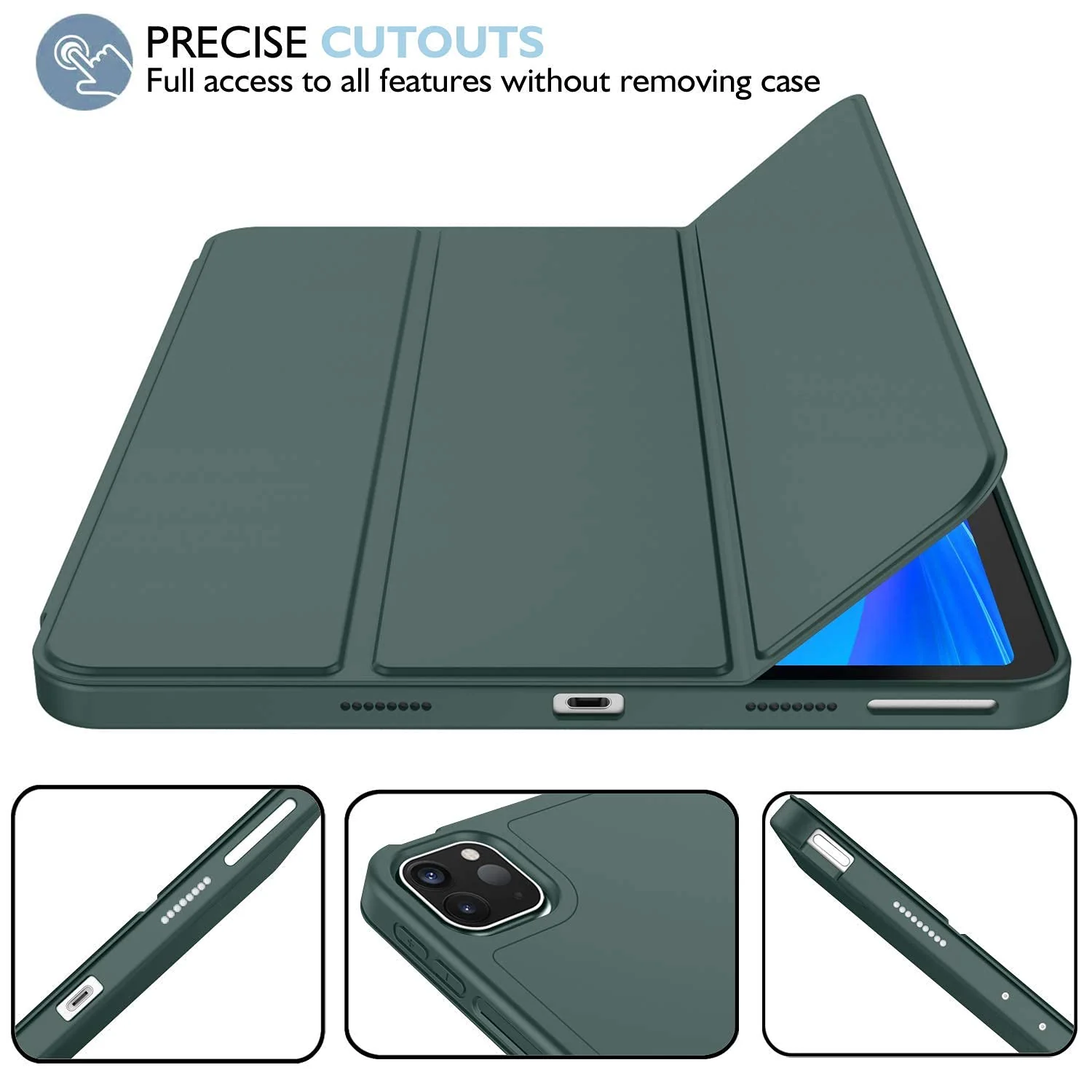 DL3 Mobilak iPad Pro 11 Inch Case 2022(4th Gen)/2021(3rd Gen)/2020(2nd Gen) with Pencil Holder, Smart iPad Case [Support Touch ID and Auto Wake/Sleep] with Auto 2nd Gen Pencil Charging - Green