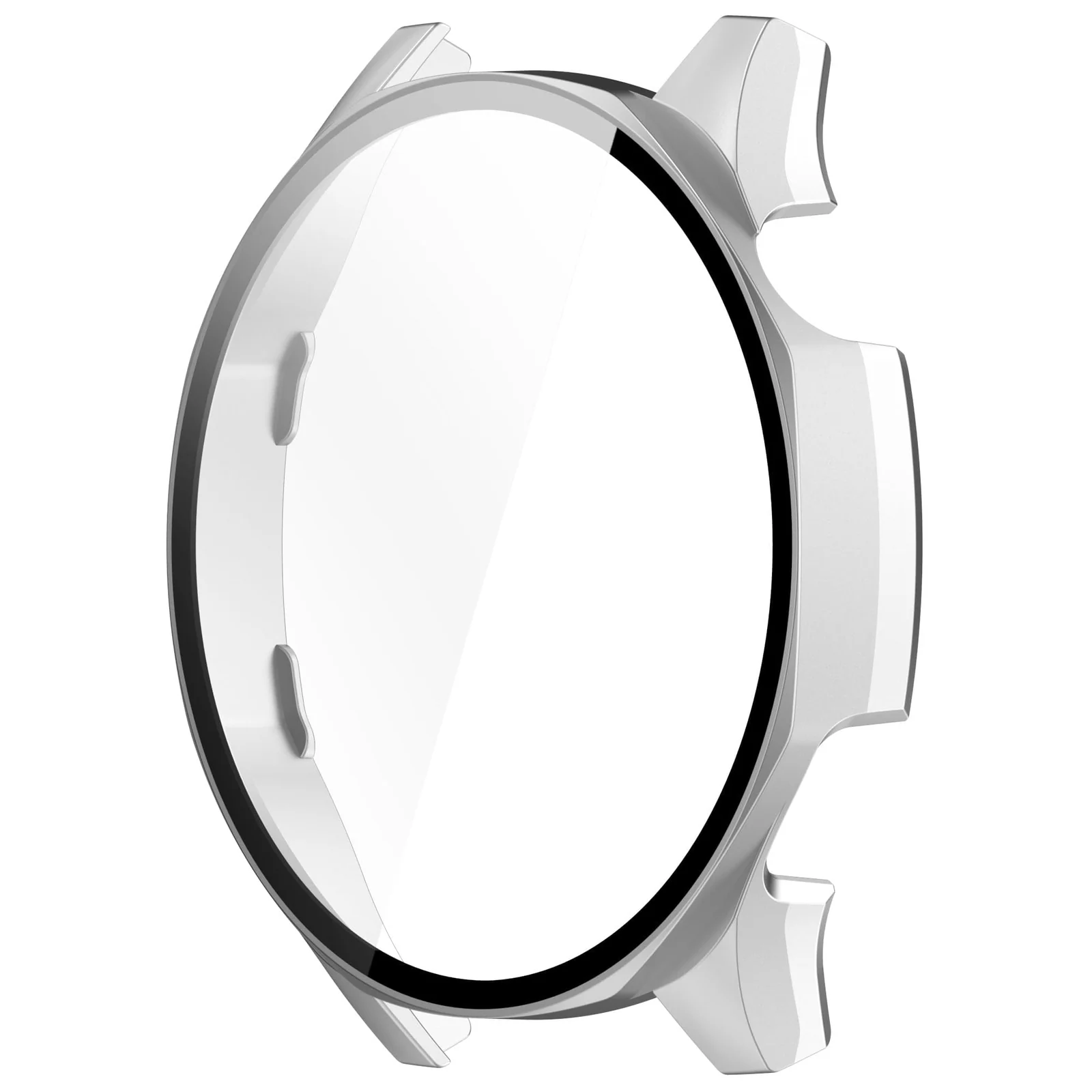 DL3 Mobilak Case with Screen Protector for Huawei Watch GT4 46 mm, Bumper Full Coverage Hard PC Overall Protective Cover, Built-in Tempered Glass Film High Sensitivity For Huawei GT 4 46mm - Silver