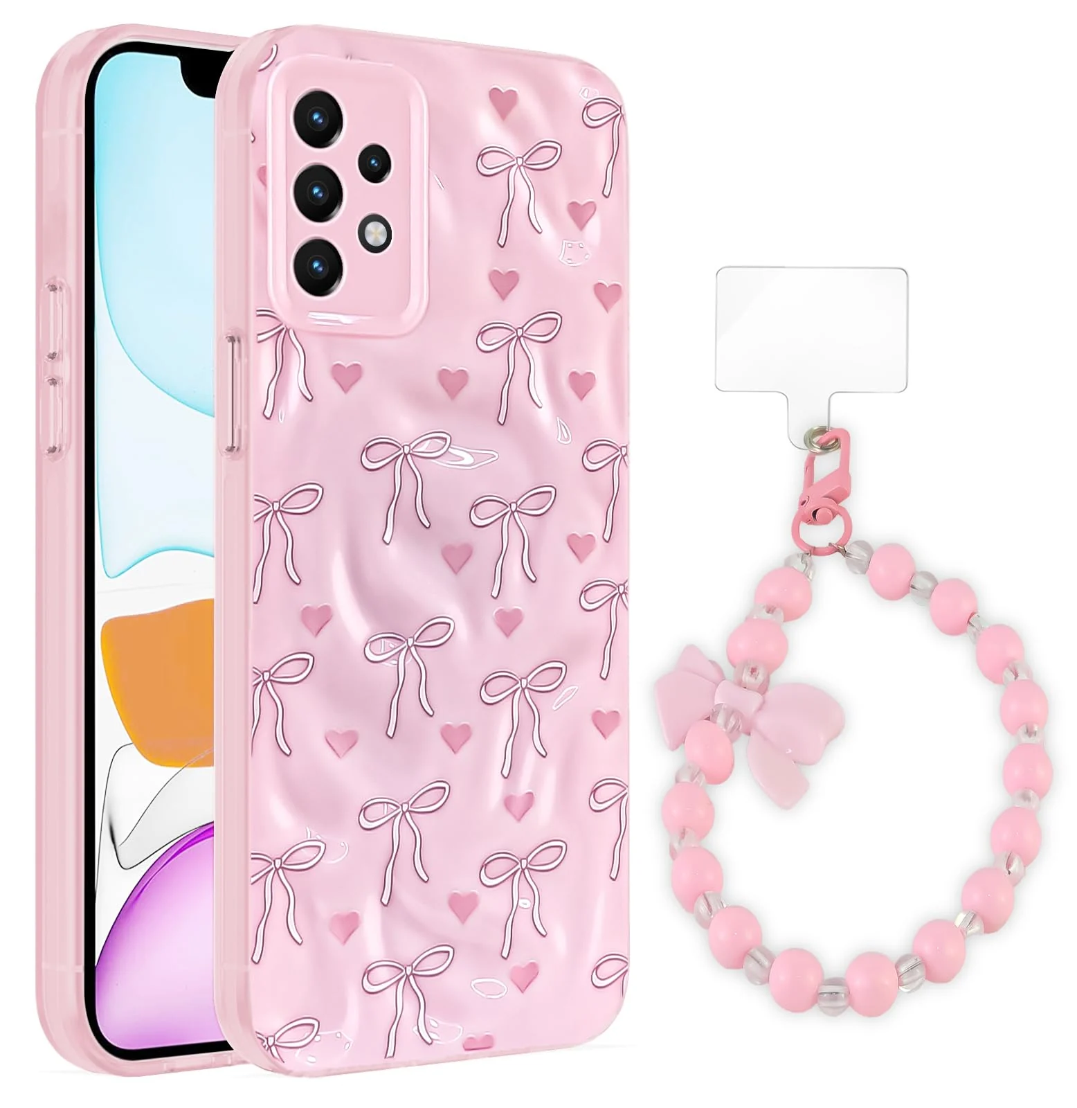 Dl3 Mobilak Case Compatible with Samsung Galaxy A13, Cute Printed Soft TPU Phone Cover with Beaded Wrist Strap, Shockproof Camera Protection, Slim Protective Case for Women & Girls - Style 1