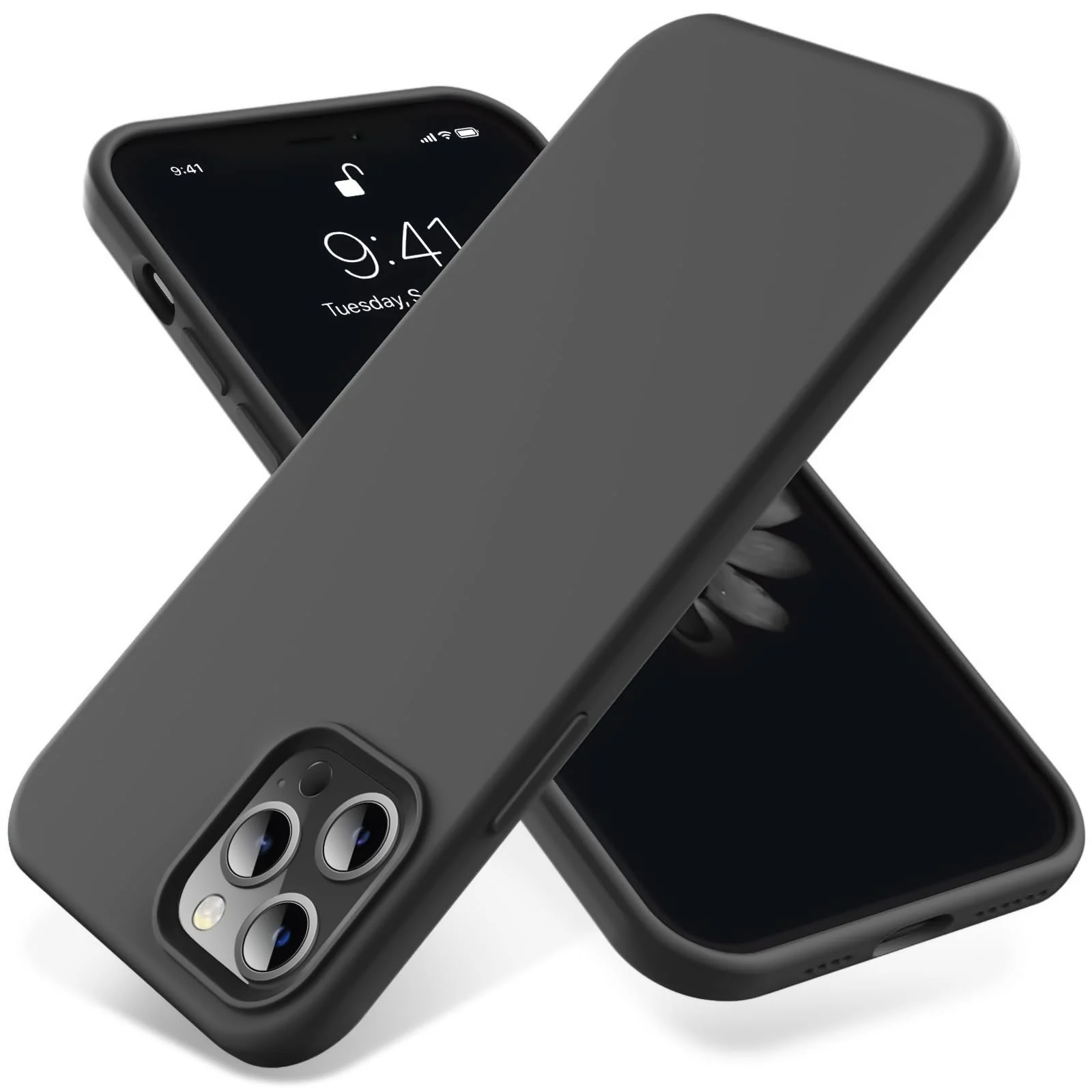 DL3 Mobilak Liquid Silicone Case for iPhone 14 Pro (6.1 Inch), Shock-absorbing protection, Scratch-resistant surface, Soft microfiber lining - Gray