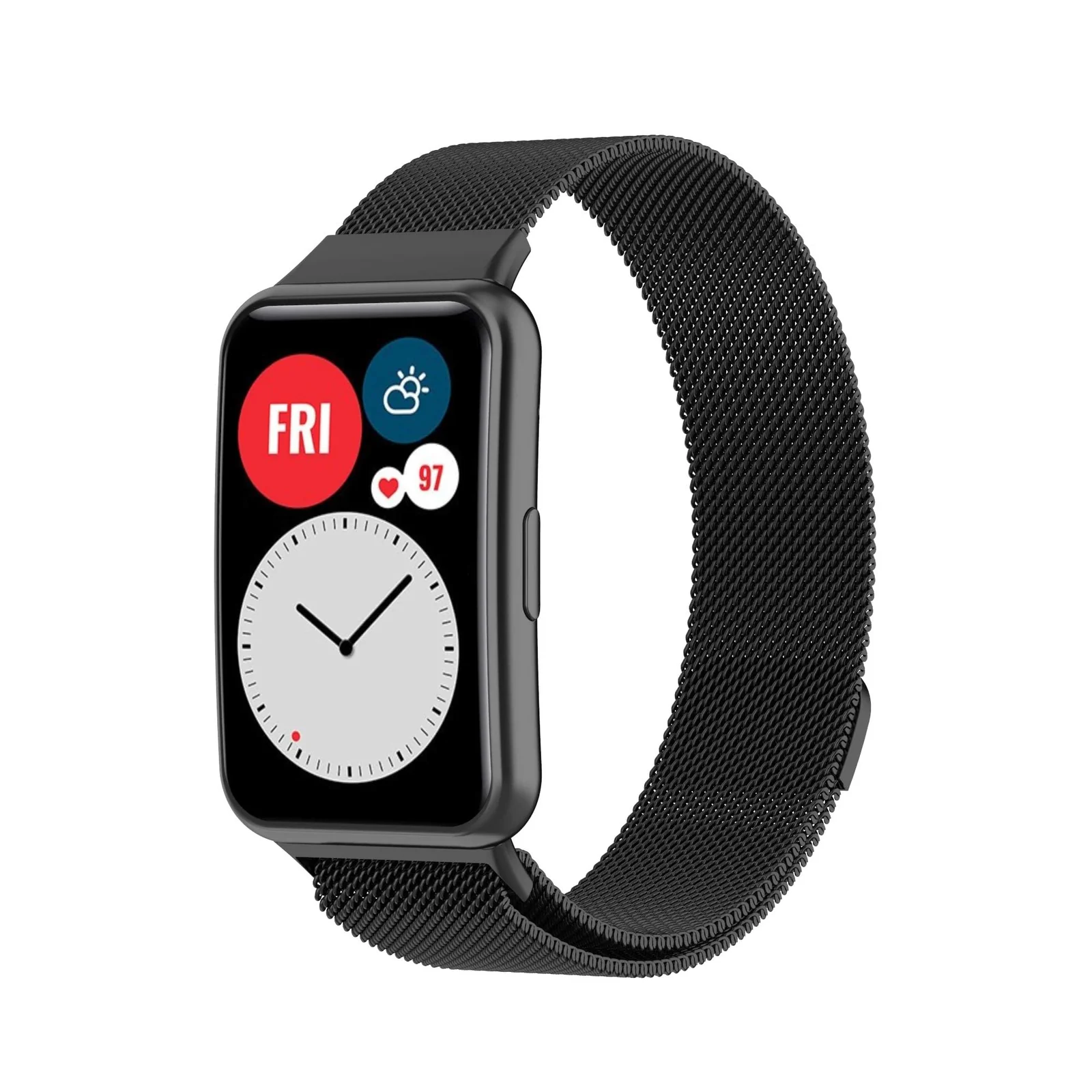 DL3 Mobilak Bracelet Compatible with Huawei Watch Fit, Stainless Steel Replacement Straps, Mesh Metal Watch Strap, Magnetic Adjustable Replacement Strap Compatible with Huawei Watch Fit - Black