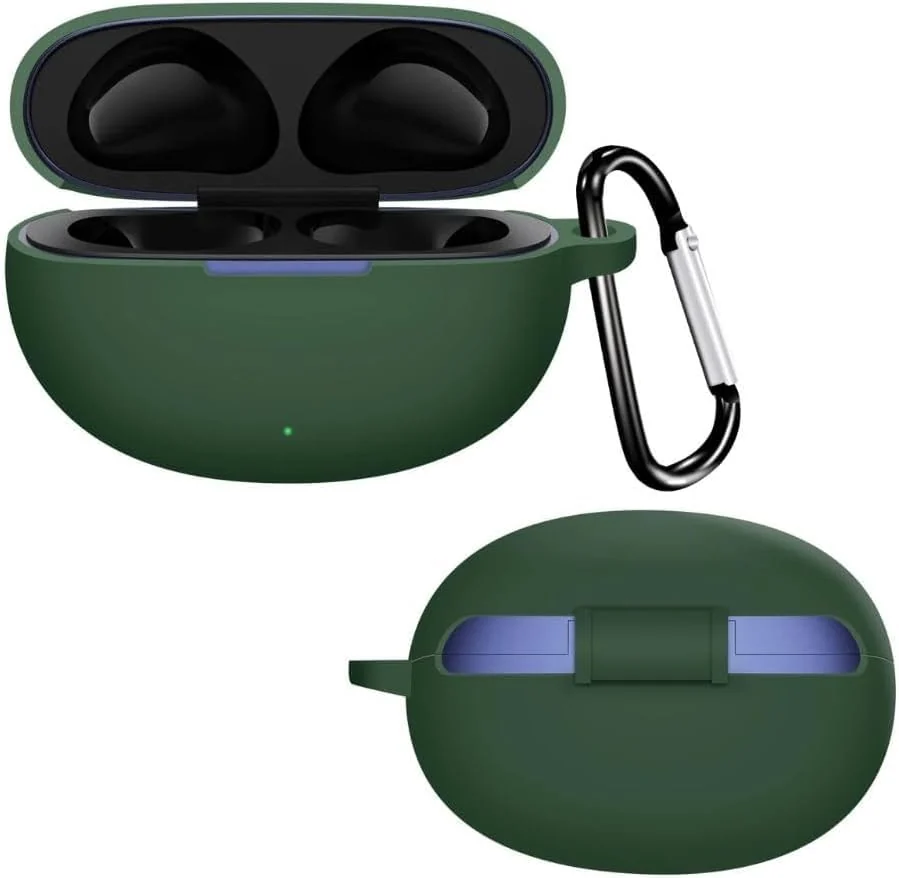 DL3 Mobilak Silicone Case Compatible with realme Buds T101 Earbuds, Soft Silicone Protective Case Cover, Shockproof Sleeve with Carabiner - Green