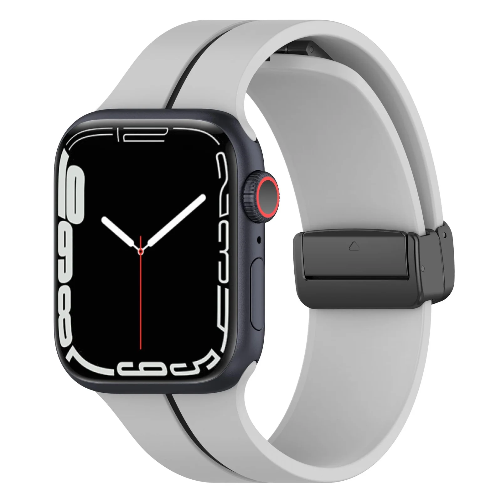 DL3 Mobilak Magnetic Bands for Apple Watch Ultra/Ultra 2 Band 49mm 45mm 44mm 42mm 41mm 40mm 38mm, Soft Sport Silicone Strap for iwatch Series 9/8/7/6/5/4 (42mm/44mm/45mm/49mm) - Grey Black