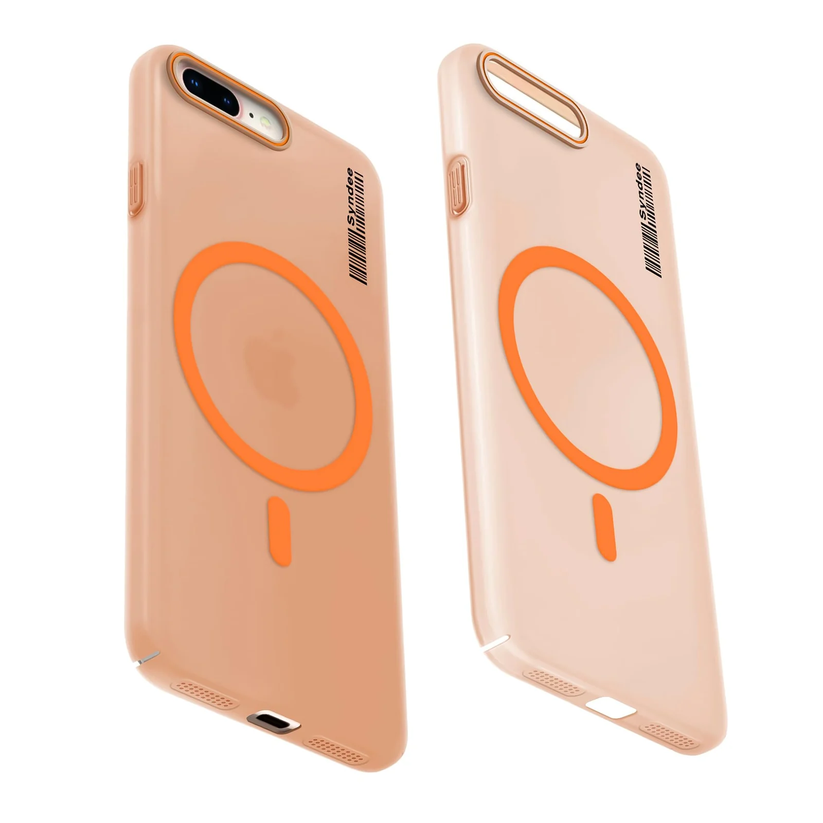 DL3 Mobilak Translucent Matte Case for iPhone 7 Plus / iPhone 8 Plus, Compatible with MagSafe accessories, Shock-absorbing protection, Integrated ring holder - Orange