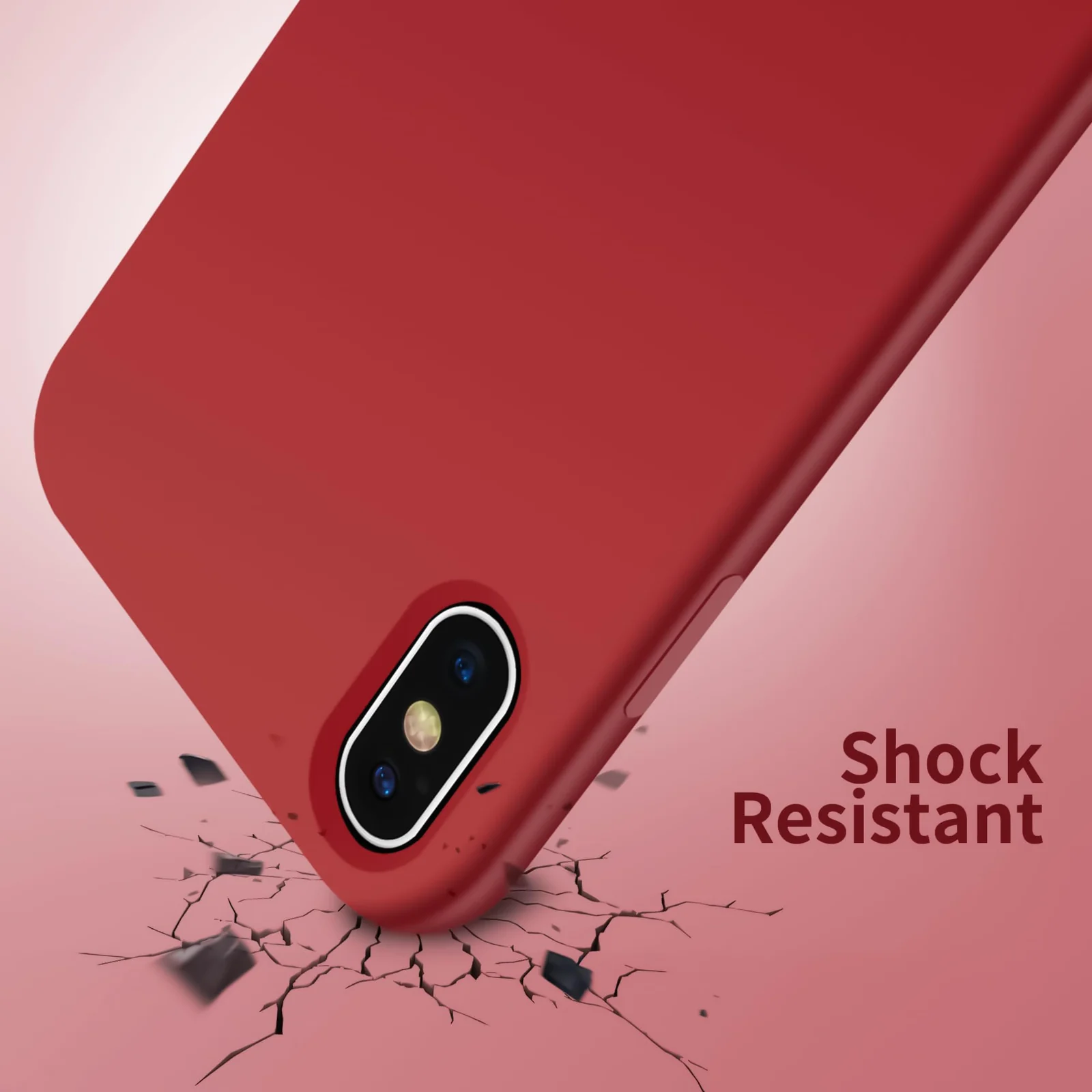 DL3 Mobilak Liquid Silicone Case for iPhone XS Max, Shock-absorbing protection, Scratch-resistant surface, Soft microfiber lining - Dark Red