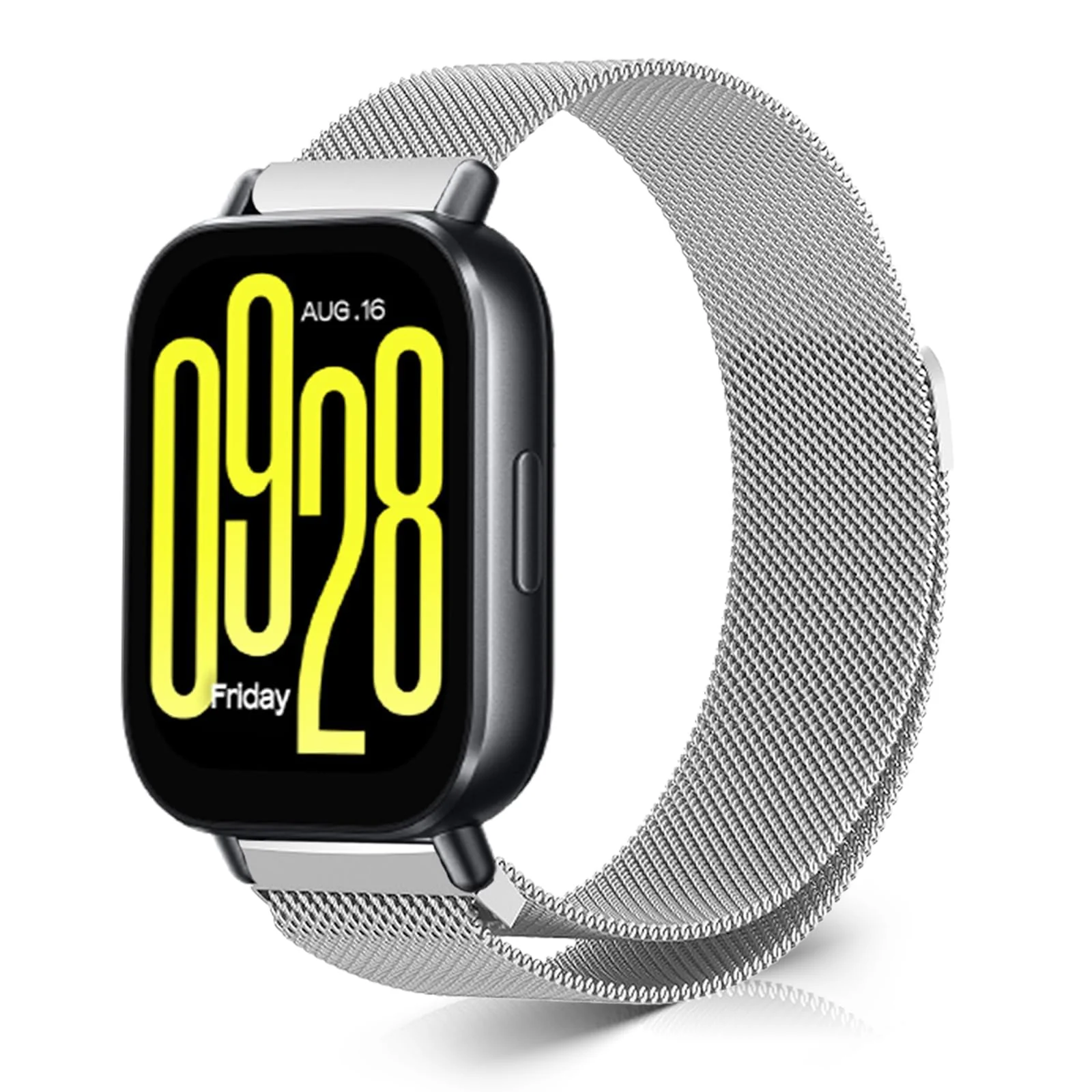 DL3 MOBILAK Milanese Magnetic Stainless-Steel Watch Strap for Xiaomi Redmi Watch 5 Lite and 5 Active - Silver