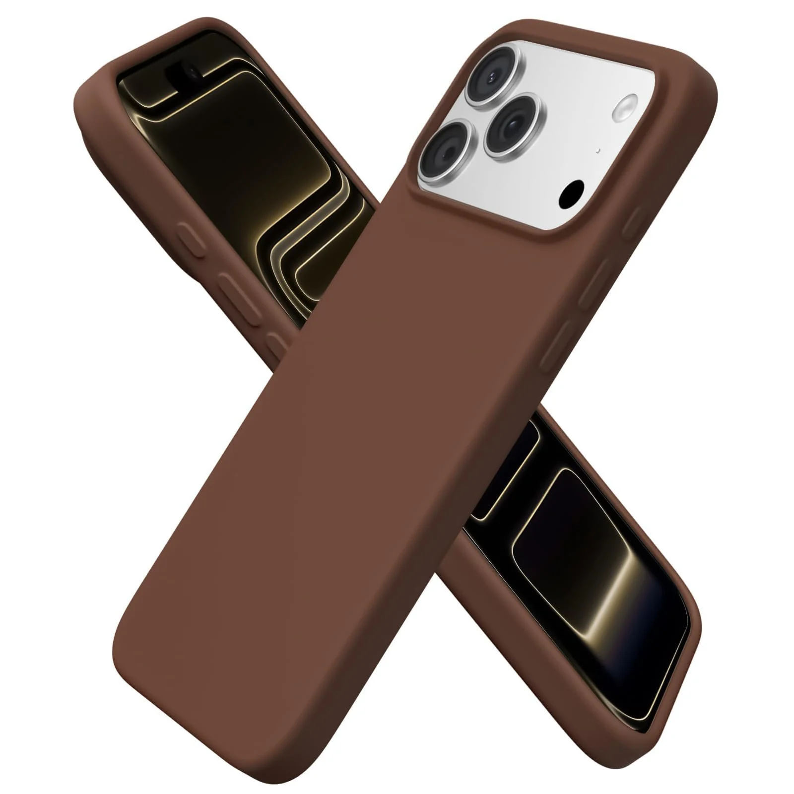 DL3 Mobilak Liquid Silicone Protective Case for iPhone 17 Pro 6.3-Inch with Microfiber Lining and Shockproof Design - Light Brown
