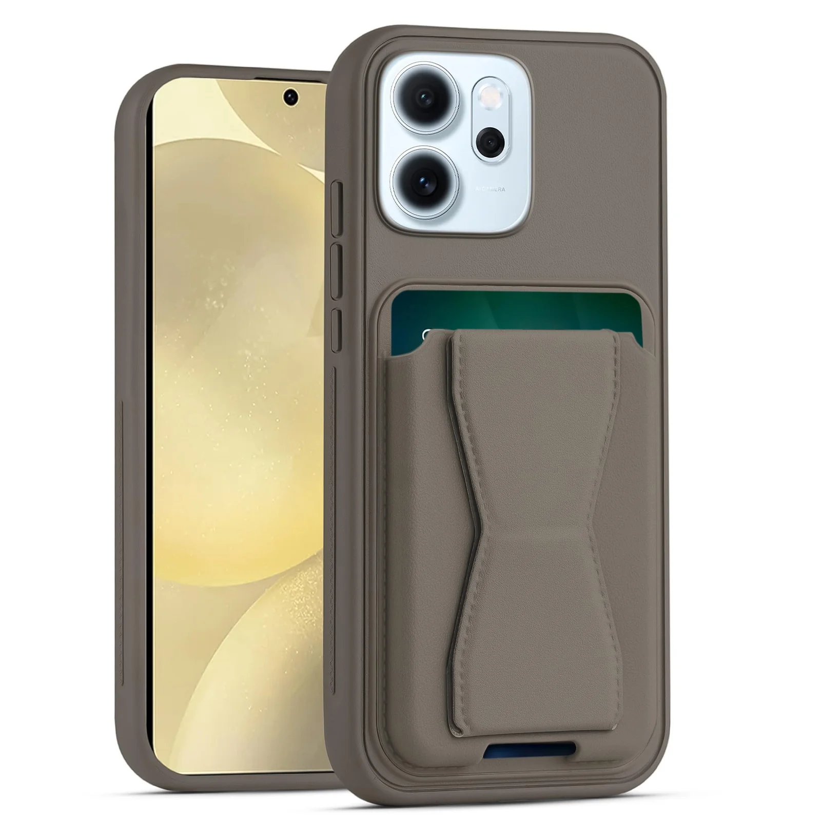 DL3 Mobilak Leather Wallet Case with Card Holder and Stand for OPPO Reno 14F / OPPO Reno14 FS - Titanium