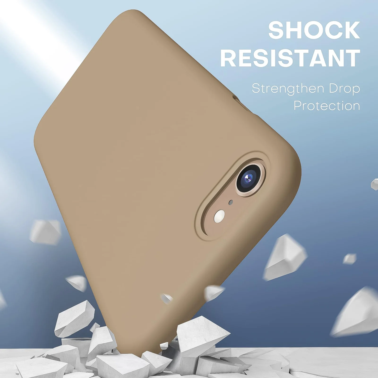 DL3 Mobilak Liquid Silicone Protective Case for iPhone SE 2022, SE 2020, iPhone 7, iPhone 8 with Camera Protection and Microfiber Lining - Desert