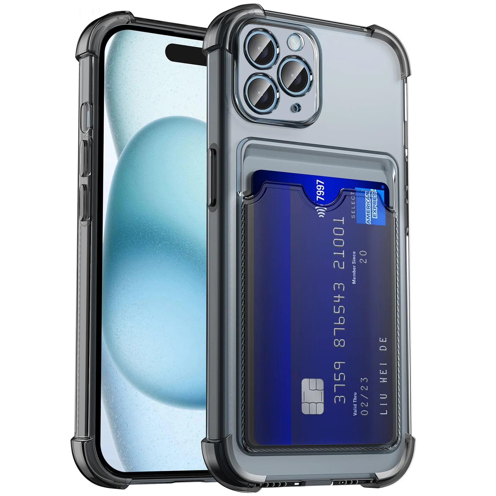 DL3 Mobilak Clear TPU Wallet Case with Card Slot and Camera Protection for iPhone 13 Pro Max 6.7-Inch - Clear
