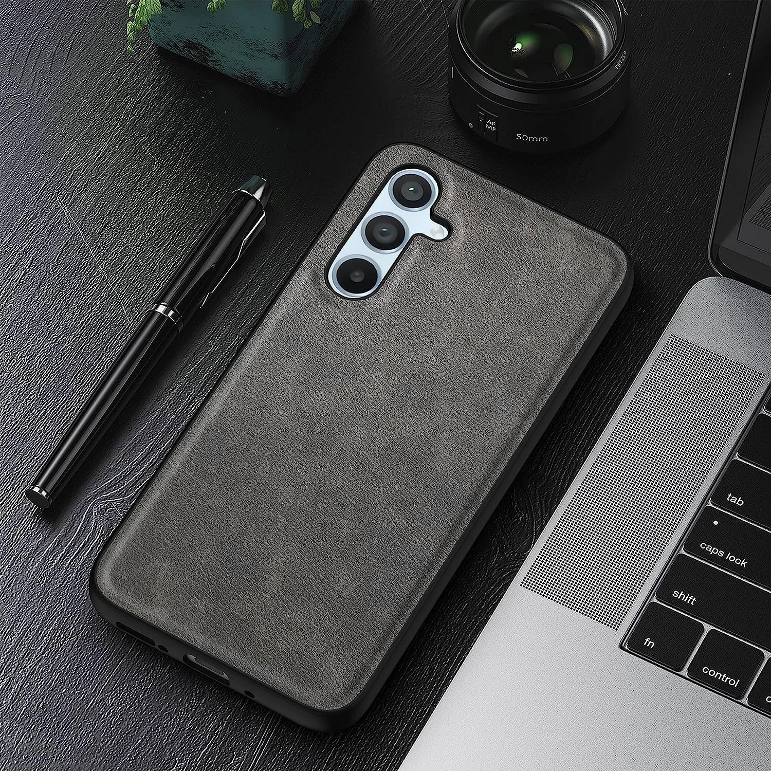 DL3 Mobilak Leather Protective Case for Samsung Galaxy A15 5G, Shock-absorbing protection, Scratch-resistant surface, Non-slip grip - Gray