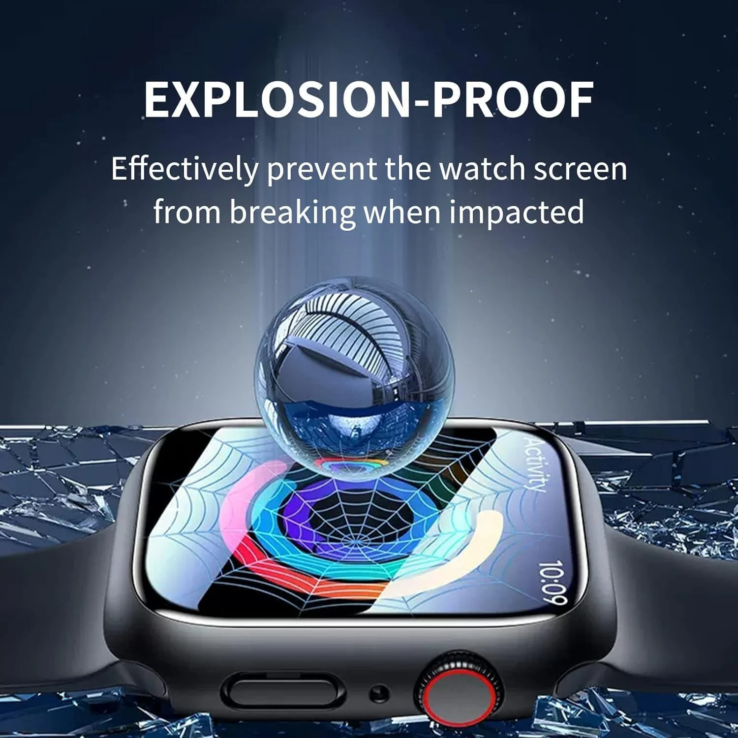 DL3 Mobilak Hard Case Designed for Apple Watch Series 8/7/6/5/4/Series SE/SE 2 44mm, Built-in 9H [HD Clear] Tempered Glass Screen Protector, [Full Protection] Slim Cover for 44mm - Black