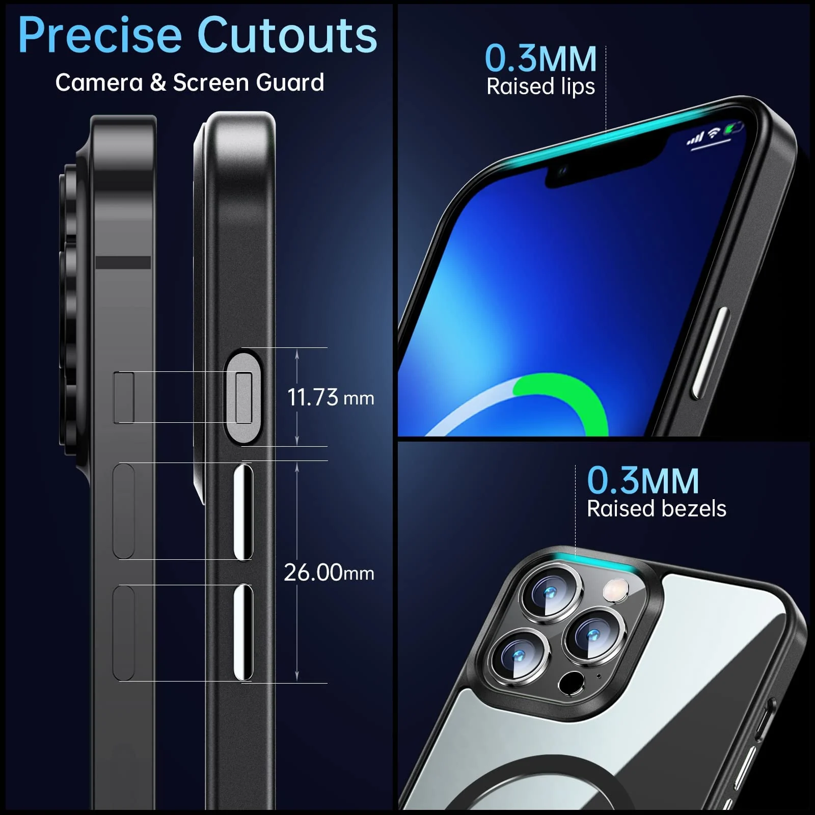 DL3 MOBILAK Case Magnetic Crystal Clear for iPhone 13 Pro (6.1 Inch) Case, [Compatible with MagSafe] Slim Phone Case Thin Cover - Black