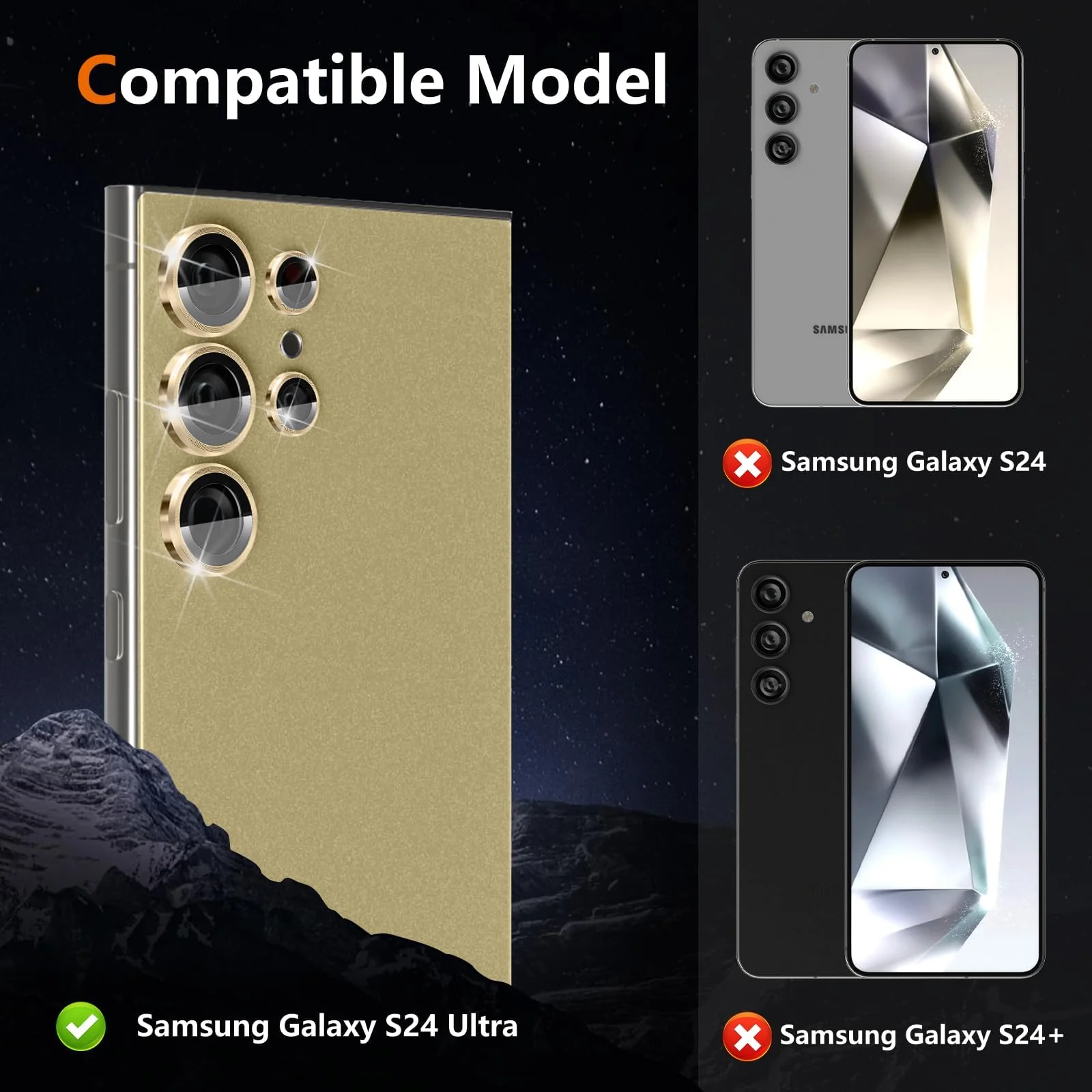 DL3 Mobilak Camera Protection for Samsung Galaxy S24 Ultra Camera Protection, Scratch-Resistant, 9H Hardness, HD Lens Protection, Protective Film, Lens Screen Protector Glass - Gold