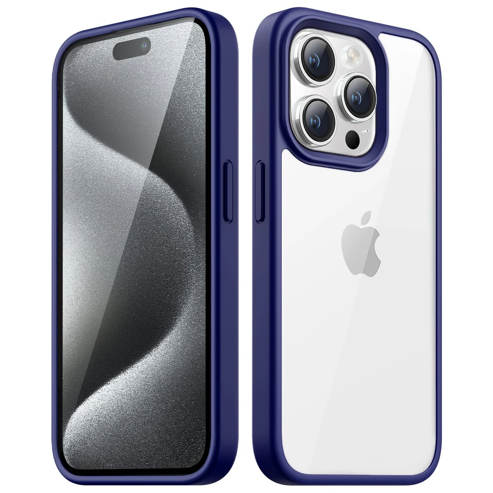 DL3 Mobilak Case For iPhone 15 Pro Max 6.7-Inch, Crystal Clear Case [Not Yellowing] [Military Grade Drop Protection] Shockproof Protective Case Transparent Protective Slim Cover - Navy Blue
