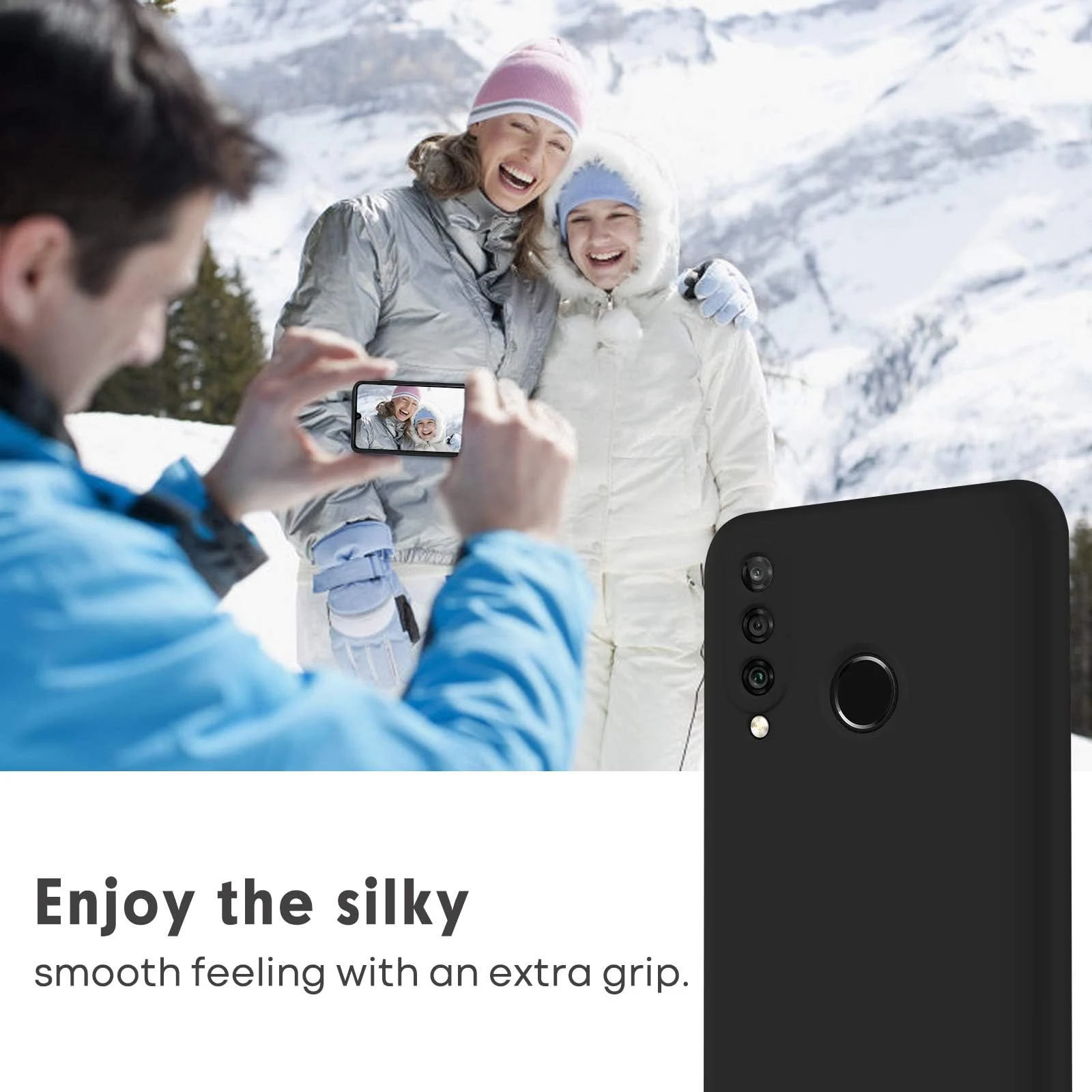 DL3 Mobilak Soft Silicone Protective Case for Huawei P30 Lite / Nova 4E with Microfiber Lining and Shockproof Design - Black
