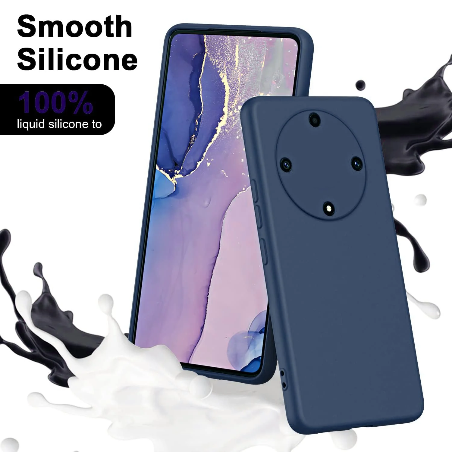 DL3 Mobilak Soft Silicone Protective Case for Honor X9b with Microfiber Lining and Shockproof Design - Dark Blue