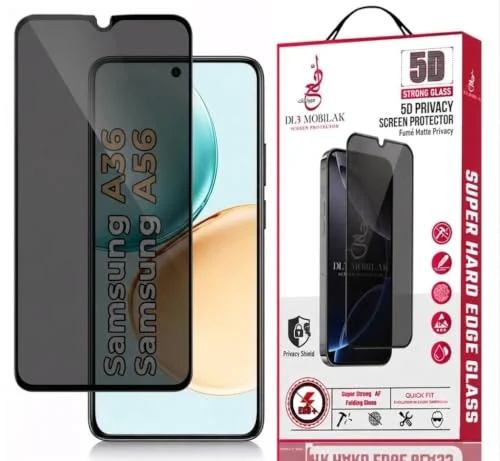 DL3 Mobilak Samsung Galaxy A56 / Samsung Galaxy A36 Privacy Screen Protector, Does not support fingerprint, Anti-Spy 9H Hardness Tempered Glass Film [Case Friendly] [Bubble Free] - Black