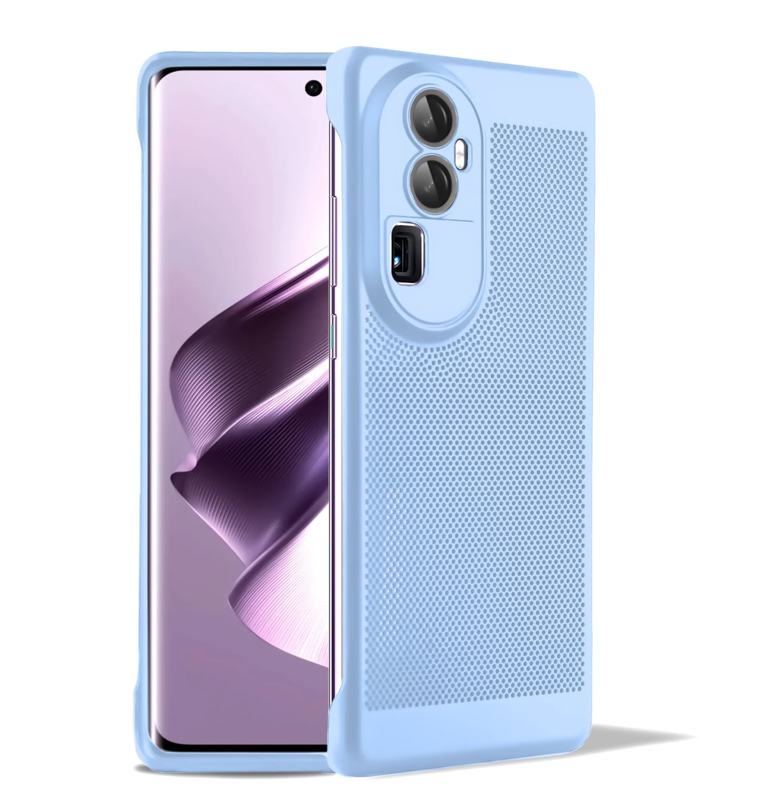 DL3 Mobilak Heat-Dissipation Hard PC Case with Built-In Camera Lens Protector for OPPO Reno 10 Pro Plus - Baby Blue