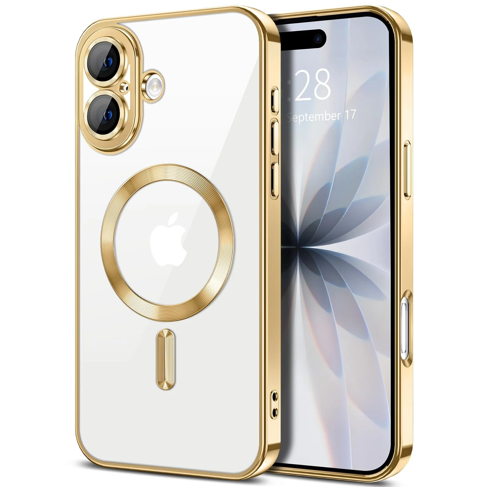 DL3 Mobilak Plated-Edge Protective Case for iPhone 17, Compatible with MagSafe accessories, Supports wireless charging, Camera protection - Gold