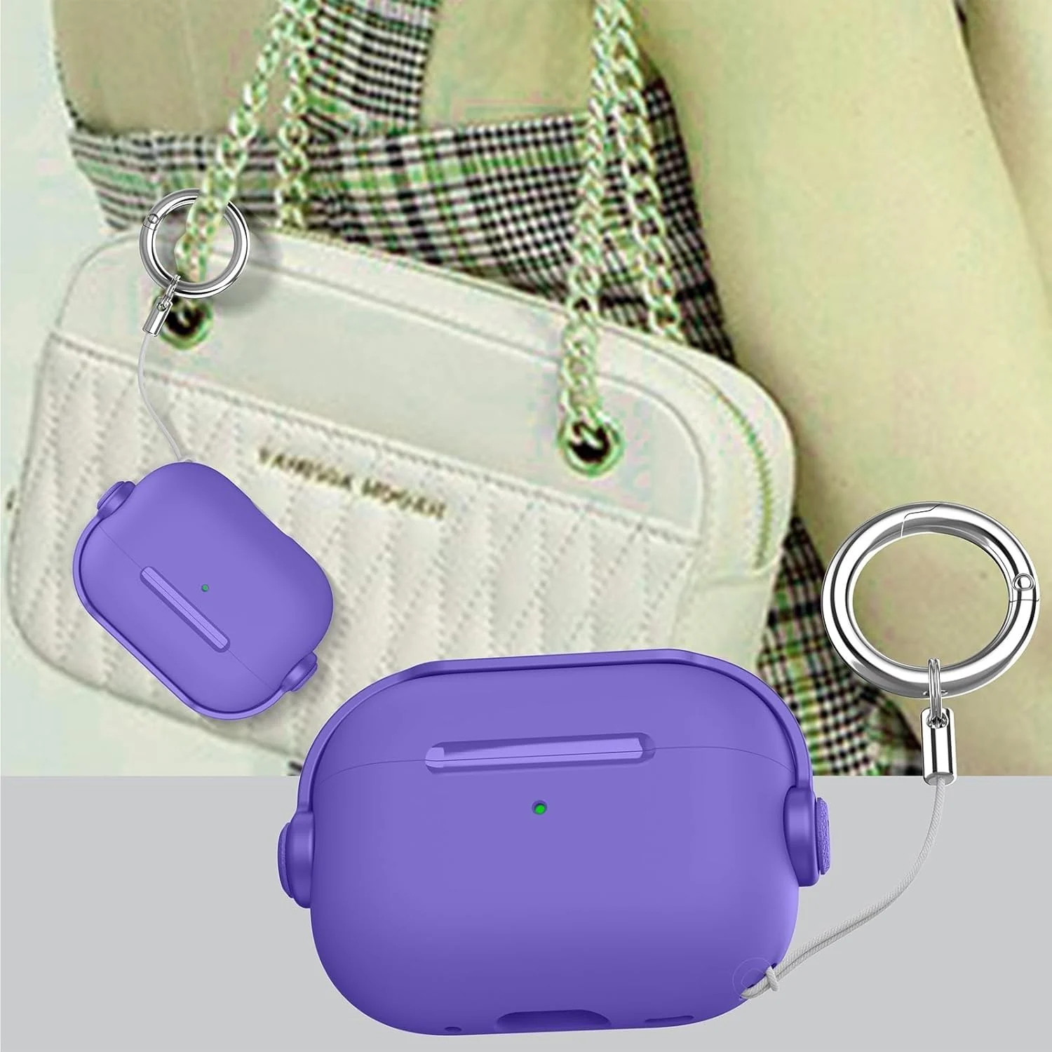 DL3 Mobilak Case for AirPods 3 Protective [With Closure Lid] [Front LED Visible] [With Wrist Strap] Skin Case Compatible with Airpod 3rd Generation 2021 - Violt