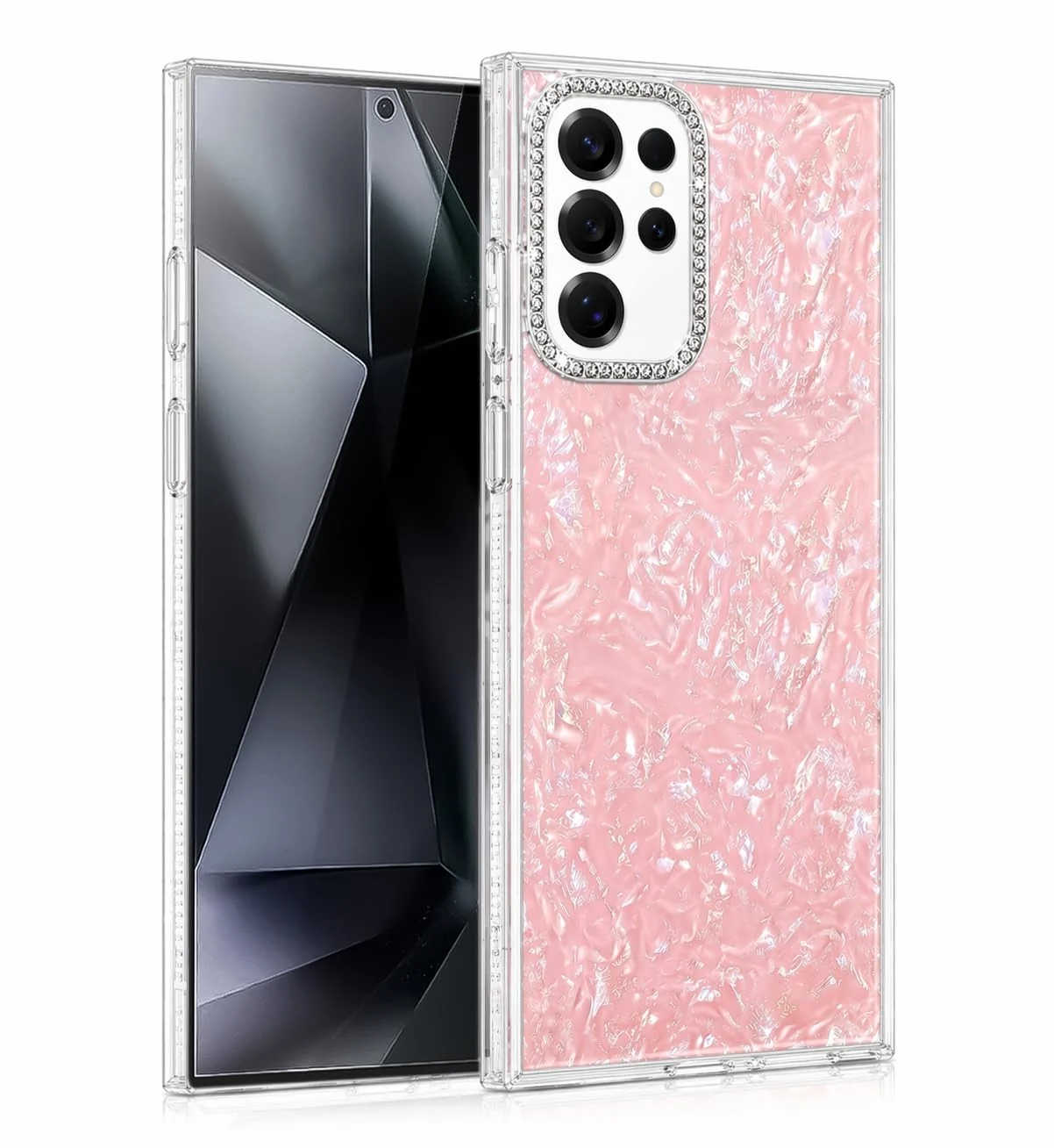 DL3 Mobilak Glitter Rhinestone Protective Case for Samsung Galaxy S23 Ultra with Shockproof Design - Pink