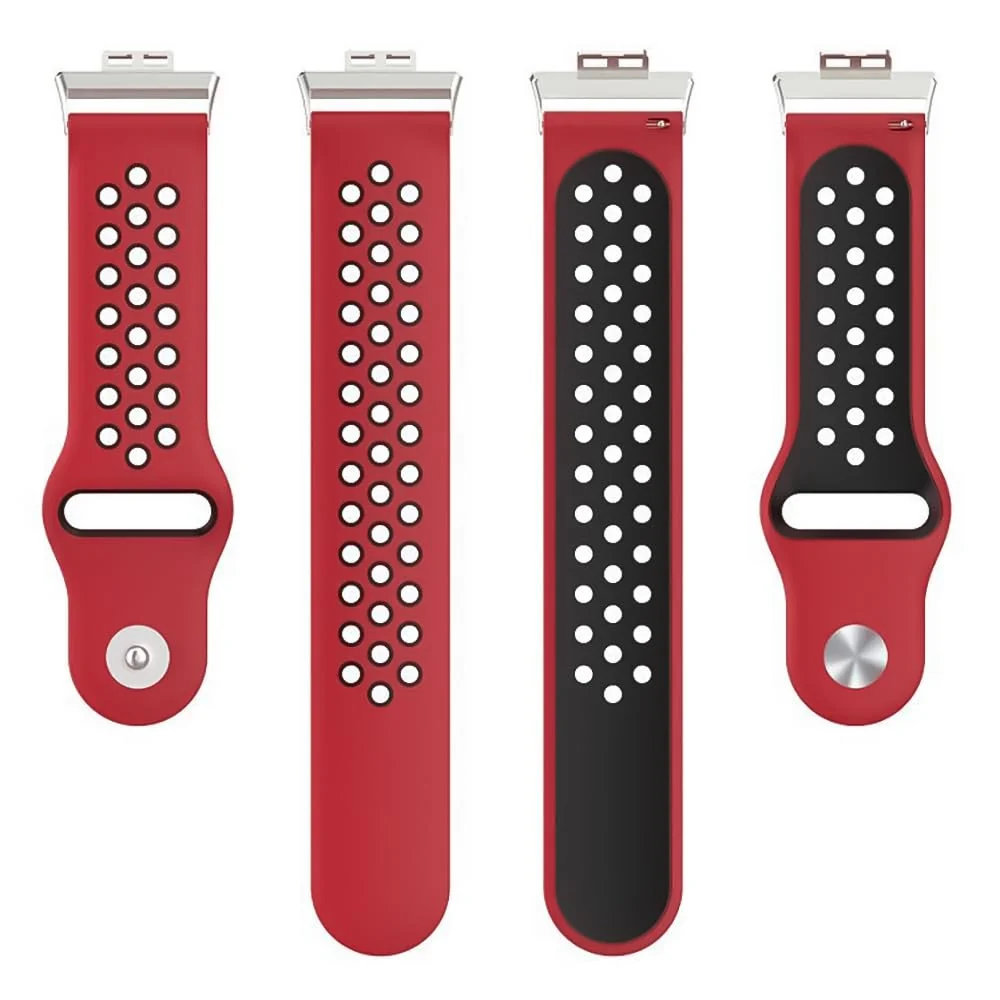 DL3 Mobilak Sport Strap Compatible with Huawei Watch Fit & Huawei Watch Fit New & Huawei Watch Fit Elegant, Breathable Silicone Double Hole Snap Buckle Band - Red & Black