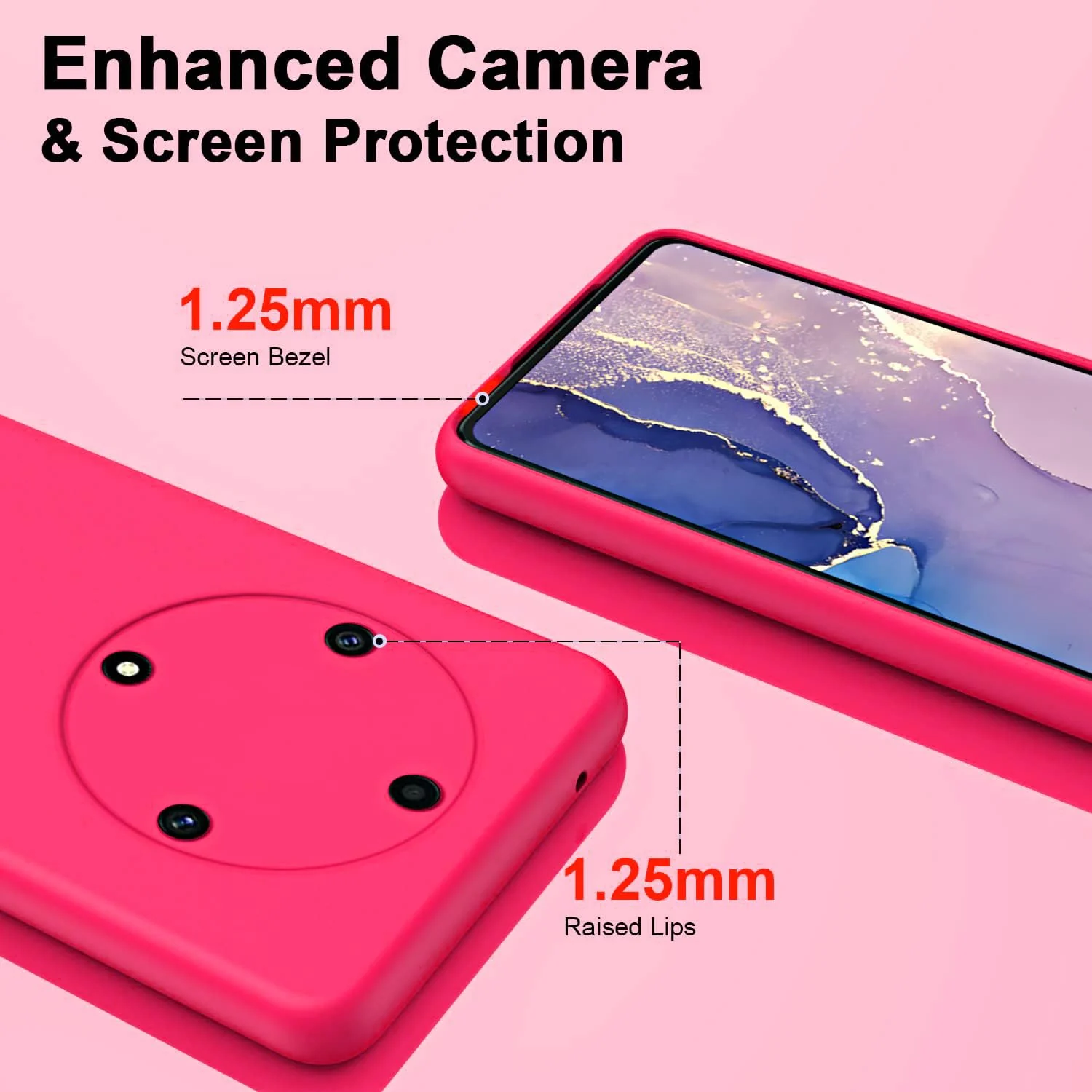 DL3 Mobilak Honor X9a Case, Soft Flexible Silicone Gel Rubber Bumper Cover, Full Body Shockproof Protective Phone Case - Hot Pink