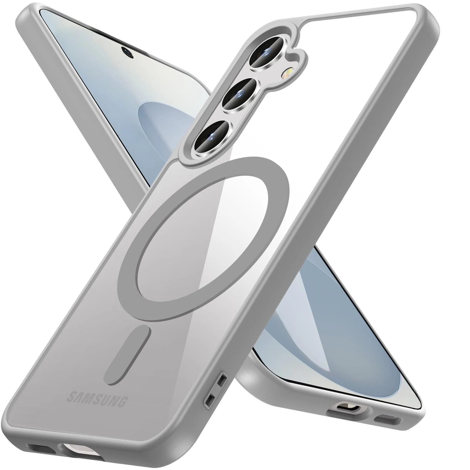 DL3 Mobilak Clear MagSafe-Compatible Magnetic Case for Samsung Galaxy A54 5G with Camera Protection and Magnetic Car-Mount Support - Titanium