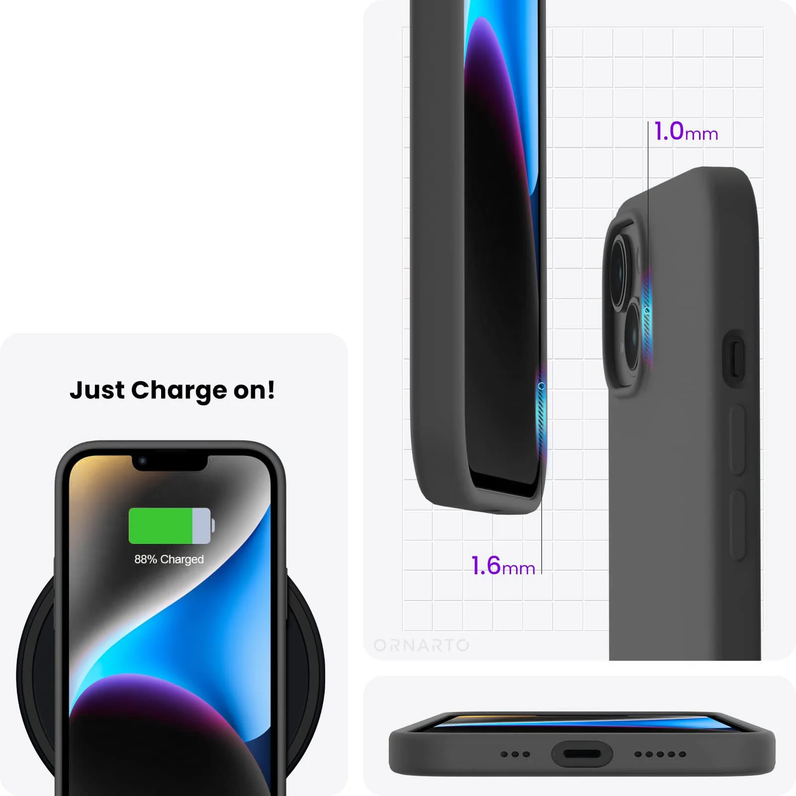 DL3 Mobilak Liquid Silicone Case for iPhone 13 / iPhone 14 (6.1 Inch), Shock-absorbing protection, Scratch-resistant surface, Soft microfiber lining - Deep Grey