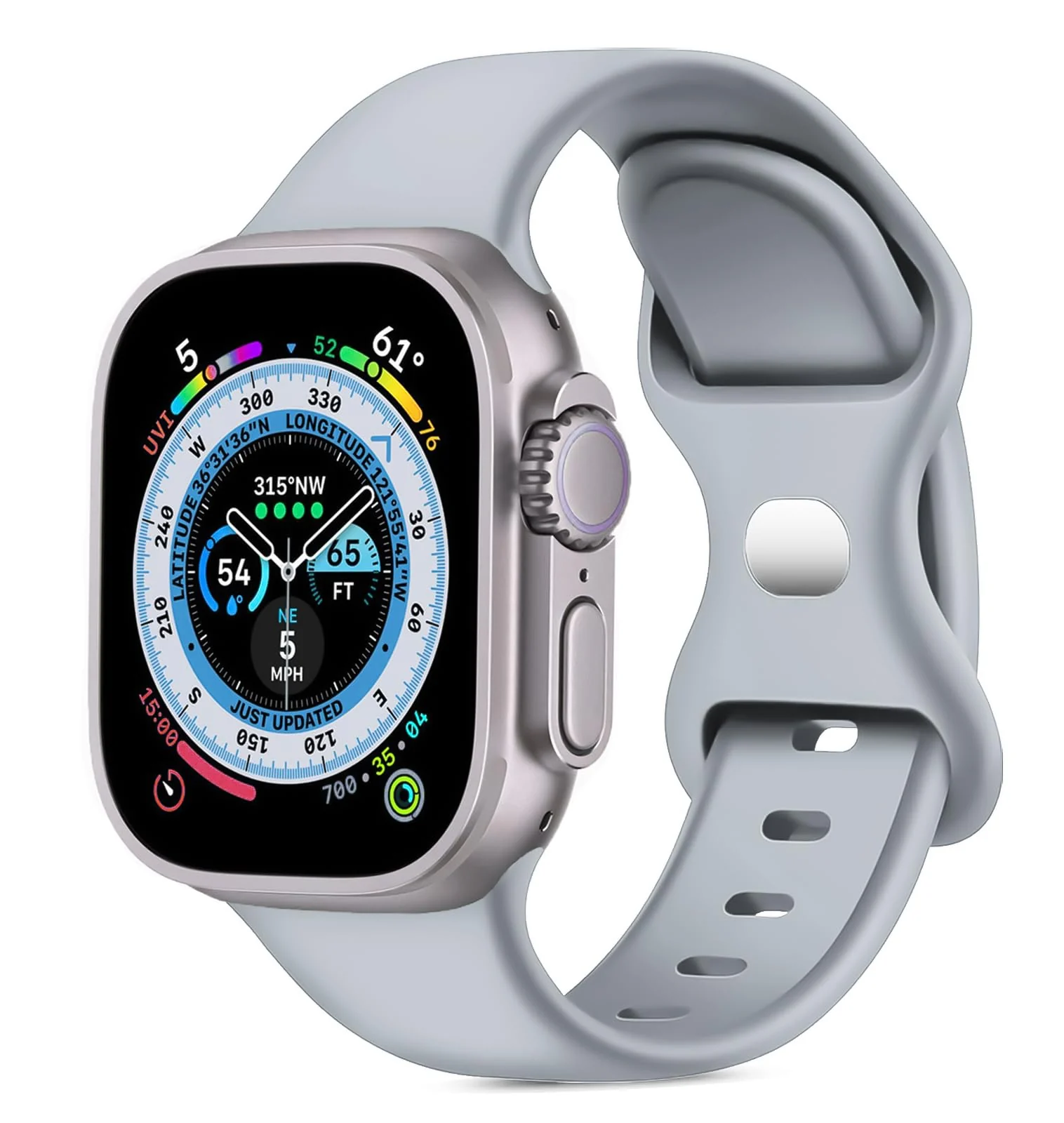 DL3 Mobilak Band with Case For Apple Watch Ultra/Ultra 2 49mm, Adjustable Silicone Sport Wristband Replacement, Strap With Cover Built-in Glass Screen Protector for iWatch Ultra 49 mm - A.Grey
