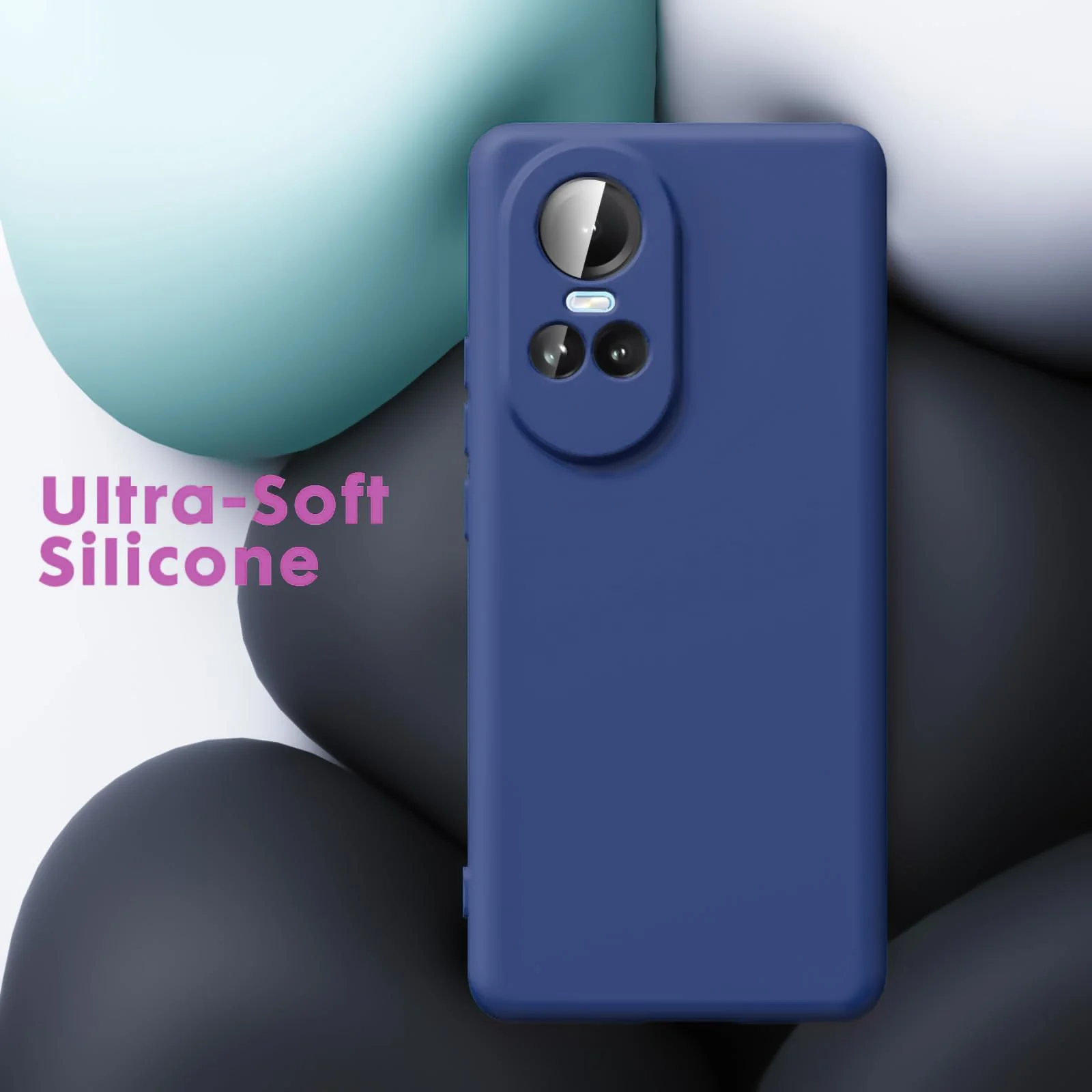 DL3 Mobilak Liquid Silicone Case for OPPO Reno 10, Shock-absorbing protection, Scratch-resistant surface, Soft microfiber lining - Blue 1