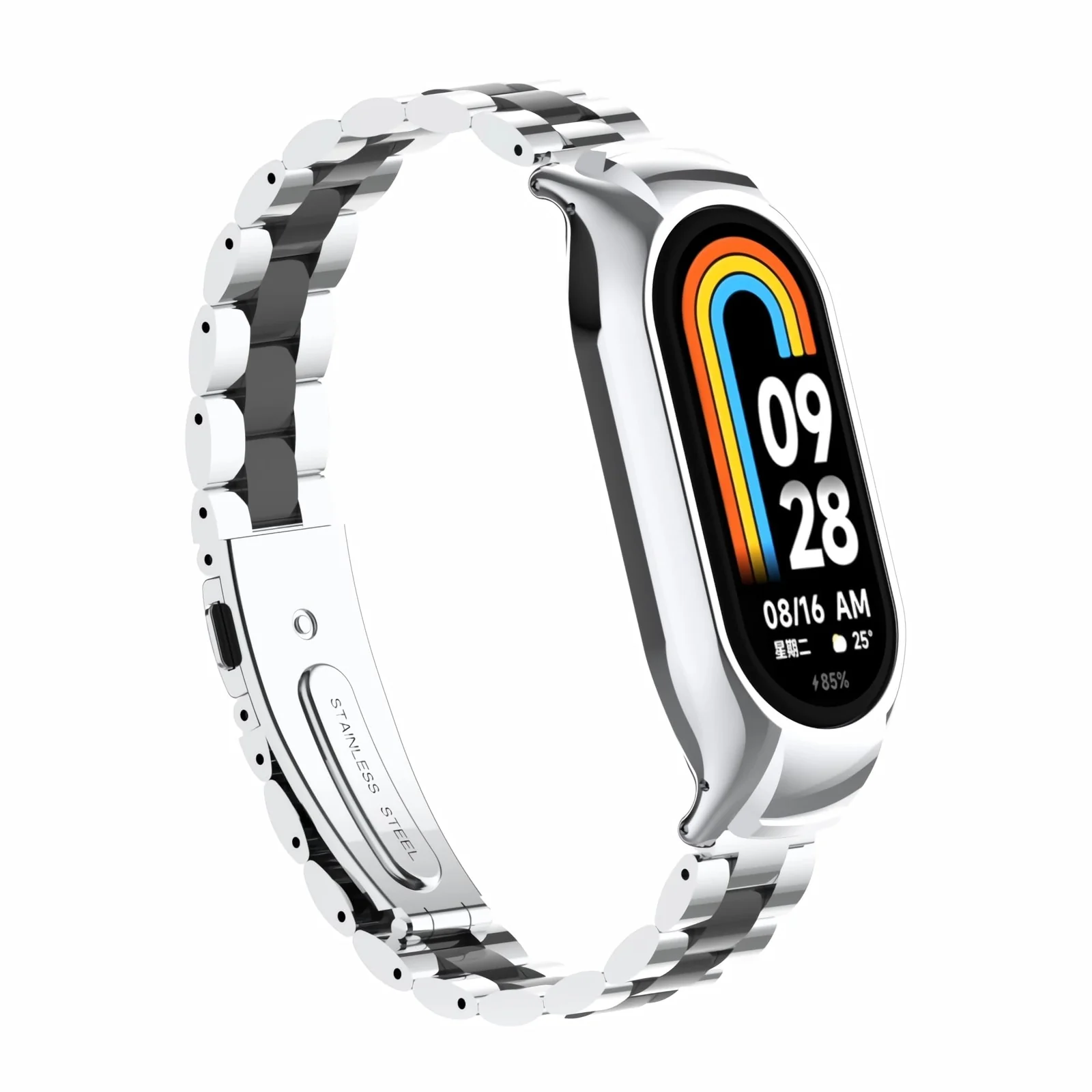 DL3 Mobilak Compatible For Xiaomi Mi Band 7 Strap, Metal Bracelet MiBand 7 Waterproof Stainless Steel Wrist Strap Accessory Band Strap for Xiaomi Mi Smart Band 7 - Black