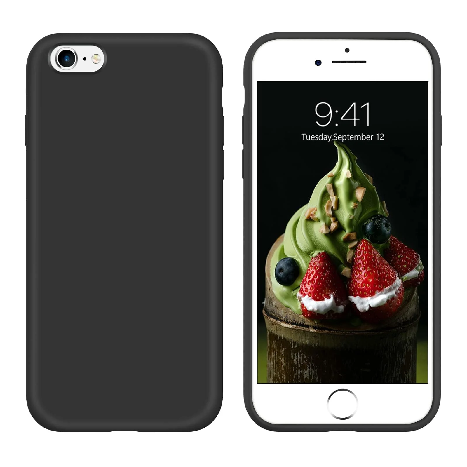 DL3 Mobilak Liquid Silicone Protective Case with Soft Microfiber Lining for iPhone 6 Plus / 6S Plus - Black