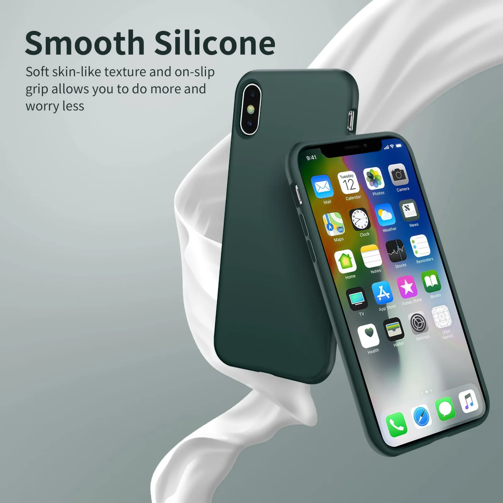 DL3 Mobilak Liquid Silicone Protective Case for iPhone X / iPhone XS with Camera Protection and Microfiber Lining - Oil Color