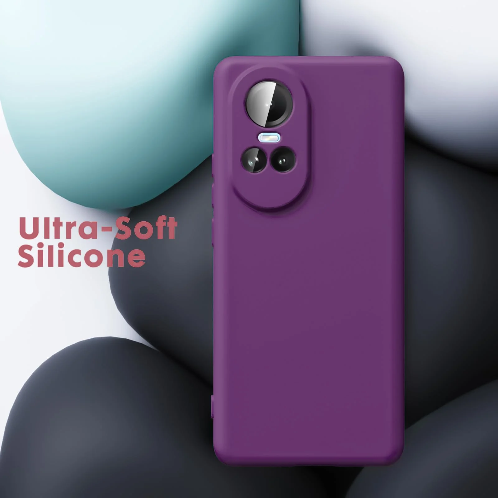 DL3 Mobilak Liquid Silicone Protective Case with Soft Microfiber Lining for OPPO Reno 10 - Violet