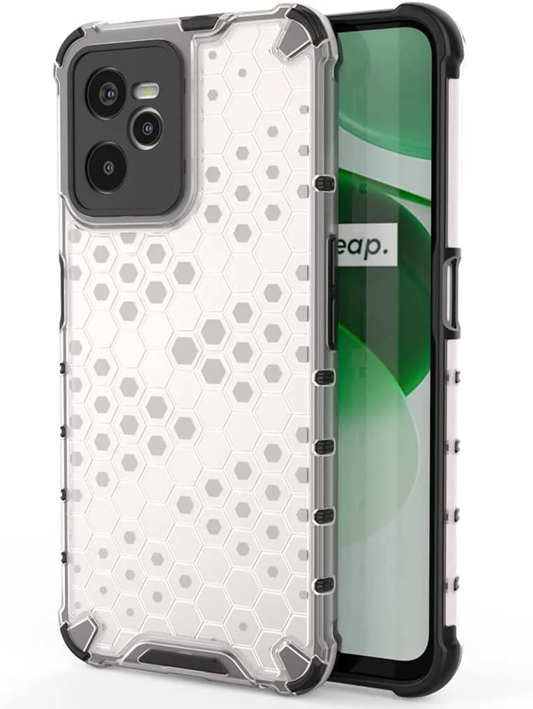 DL3 Mobilak Honeycomb Protective Case for OPPO realme C35 / Narzo 50A Prime, Shock-absorbing protection, Transparent design, Slim, lightweight profile - Clear