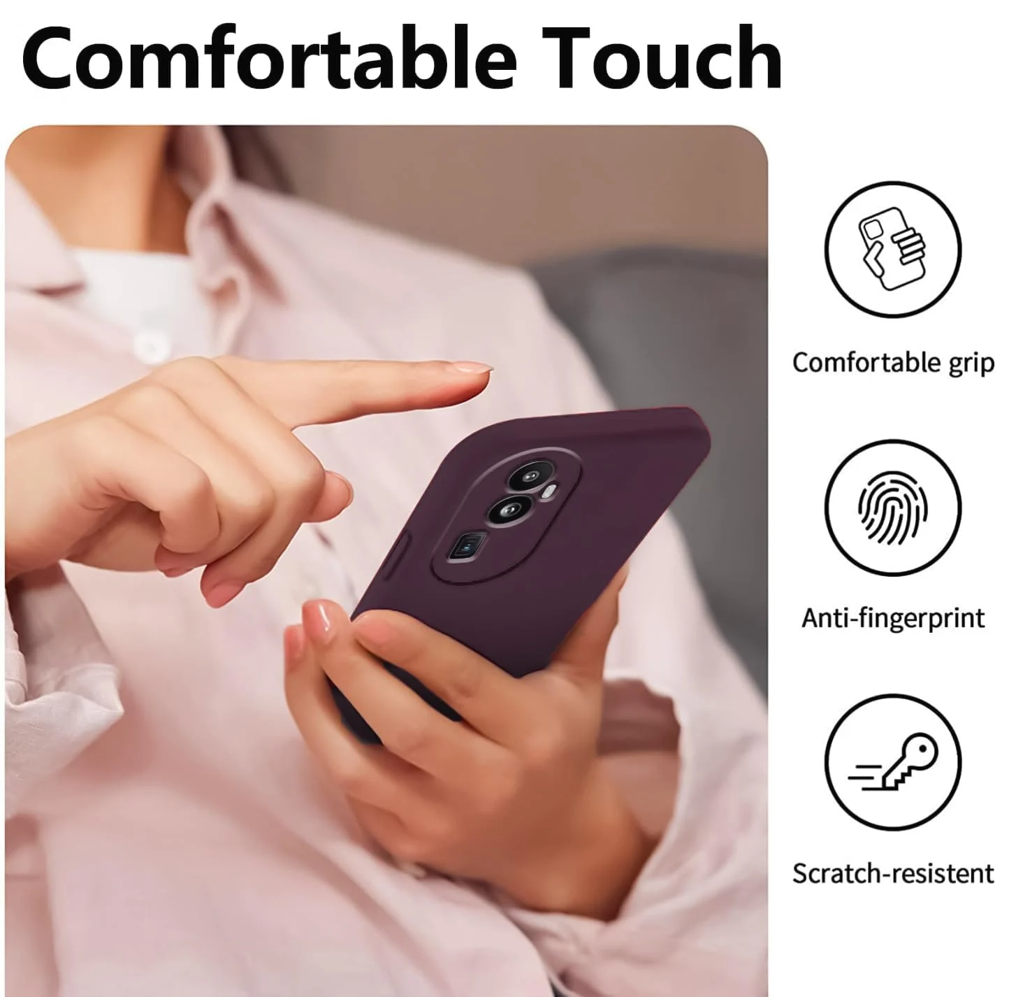 DL3 Mobilak Liquid Silicone Protective Case with Soft Microfiber Lining with Full Camera Protection for OPPO Reno 10 Pro+ Plus 5G - Wine Red